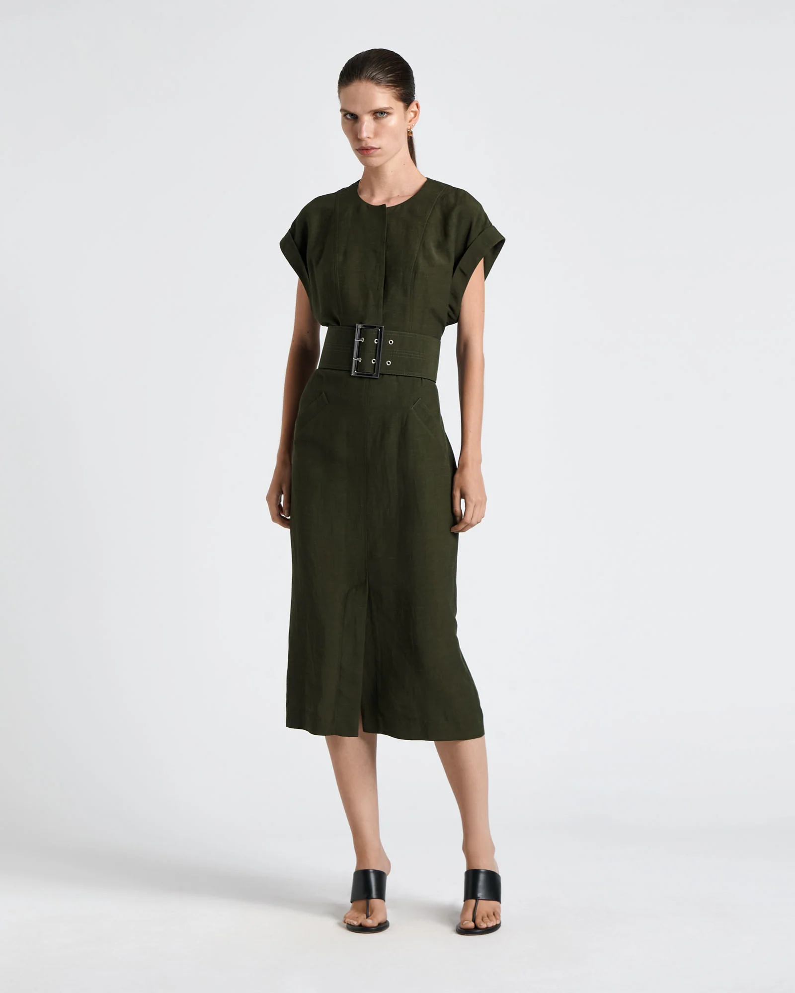 Statement Buckle Midi Dress