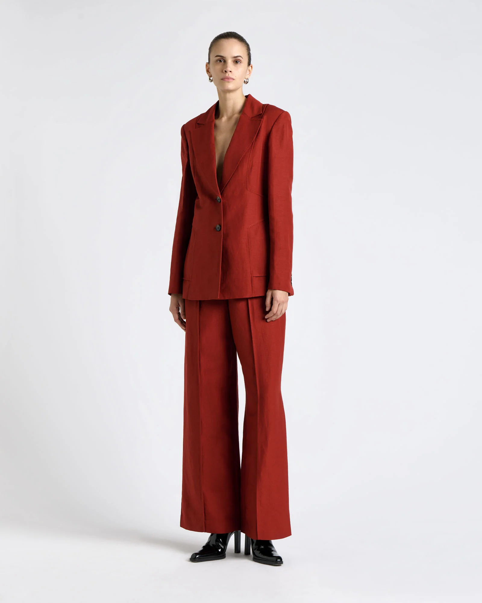 Linen Blend Panel Detail Blazer