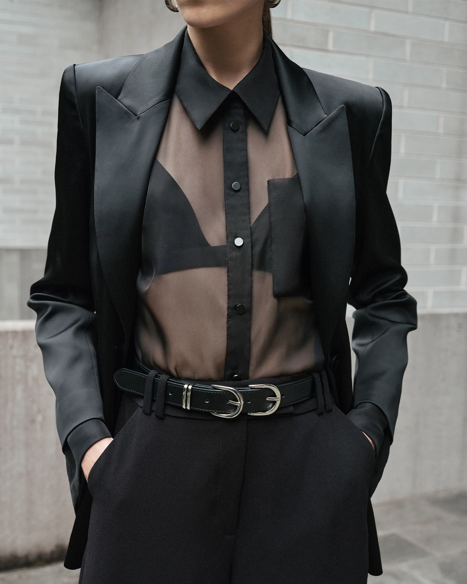 Stretch Satin Hourglass Blazer