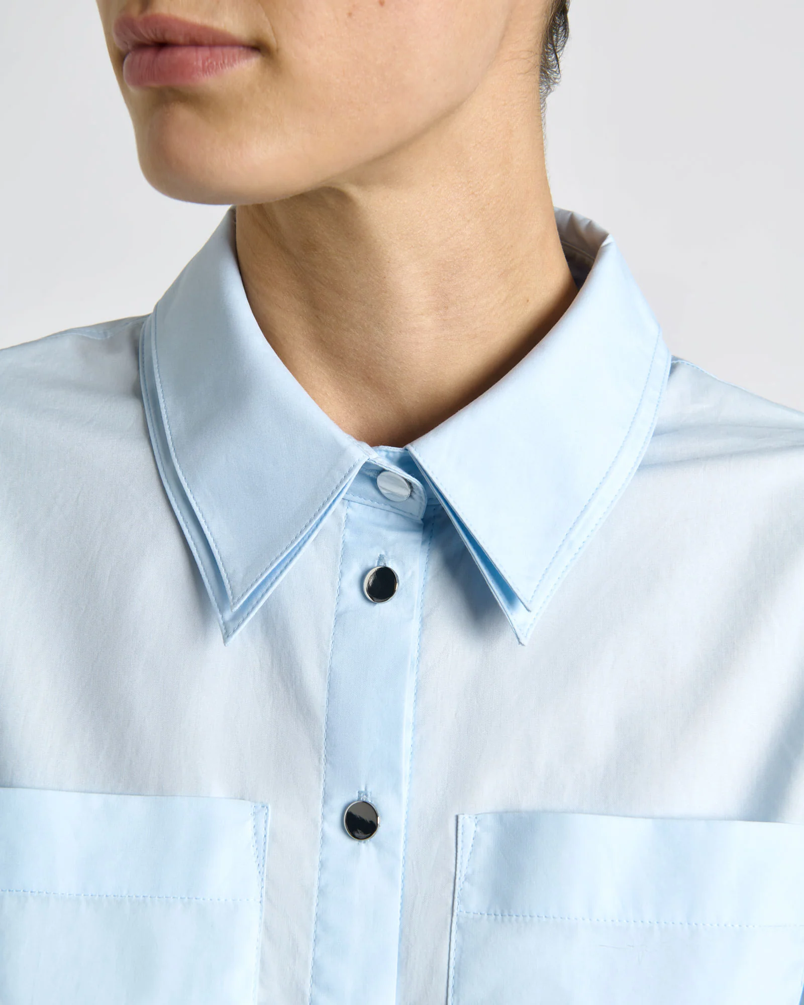 Good Earth Cotton Cropped Double Collar Shirt
