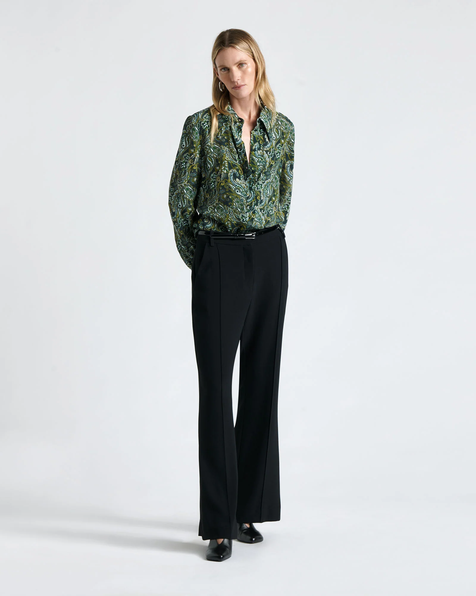 Pin Tuck Detail Flared Pant