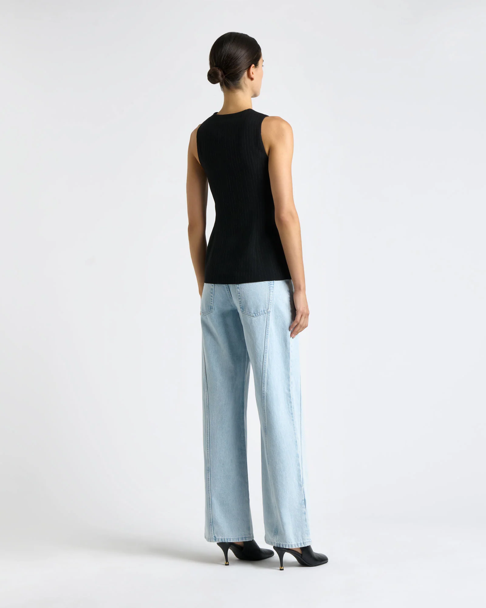 Acetate Pinstripe Fitted Vest