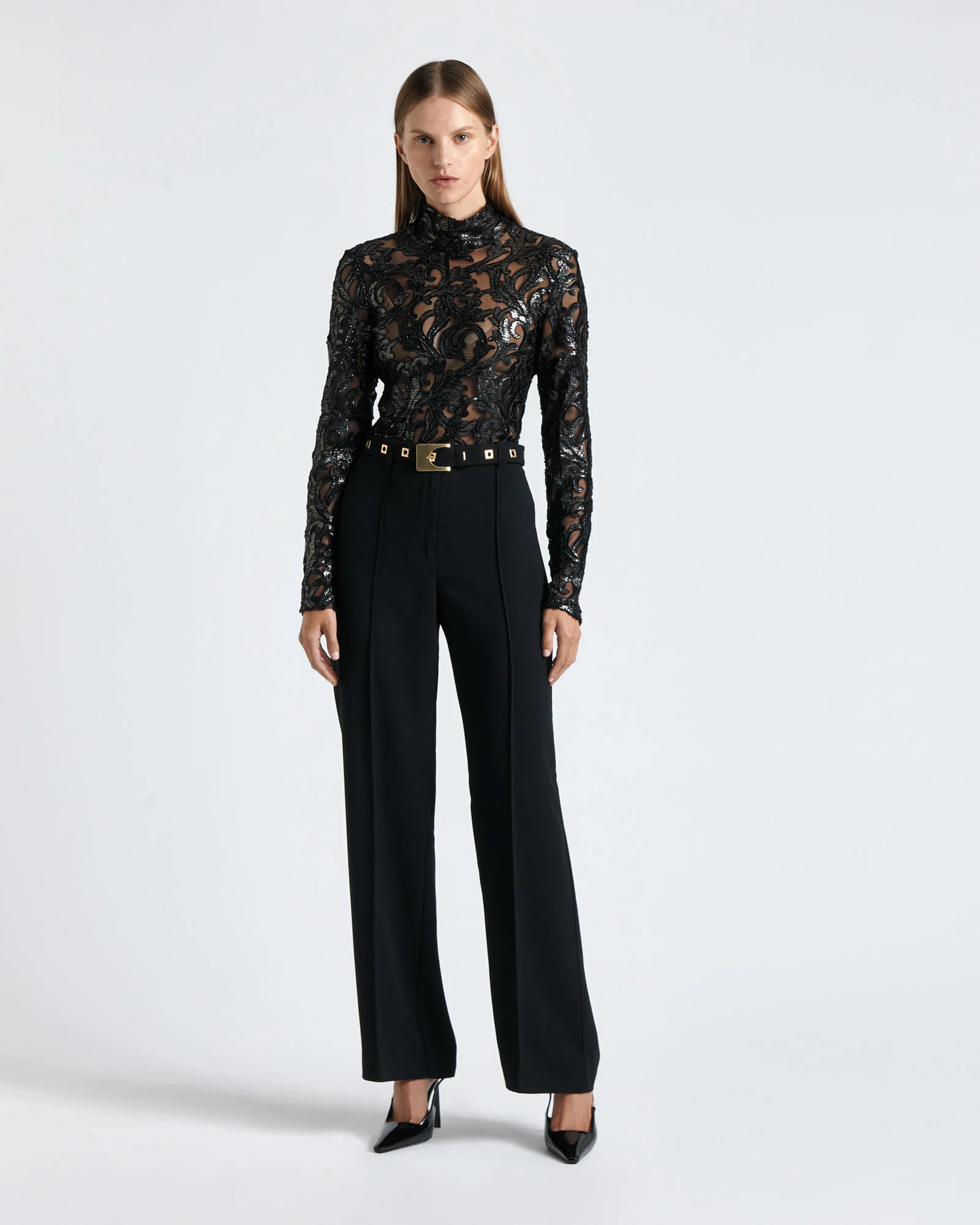 Tapestry Lurex Long Sleeve Top