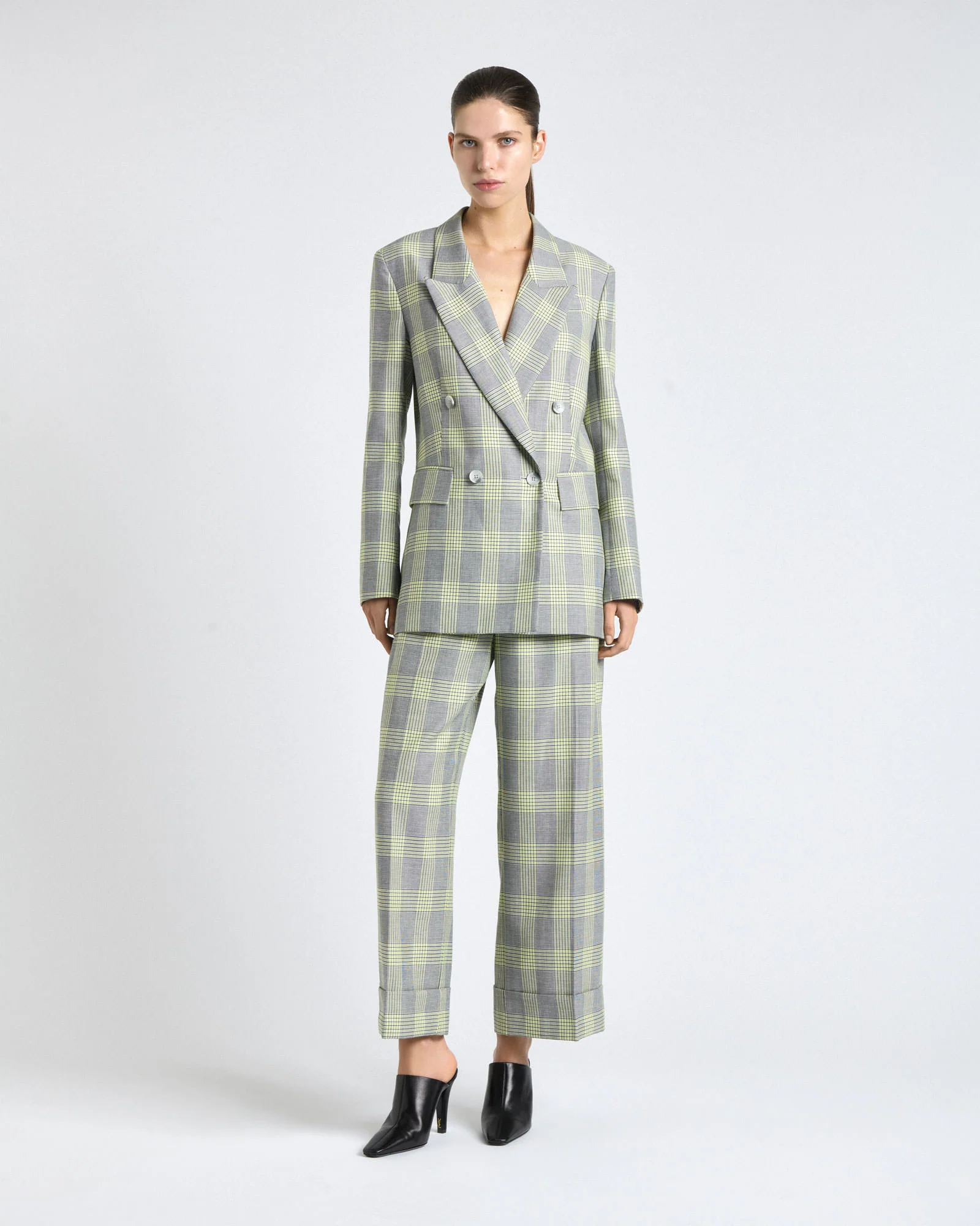 Soft Lime Check Cropped Pant