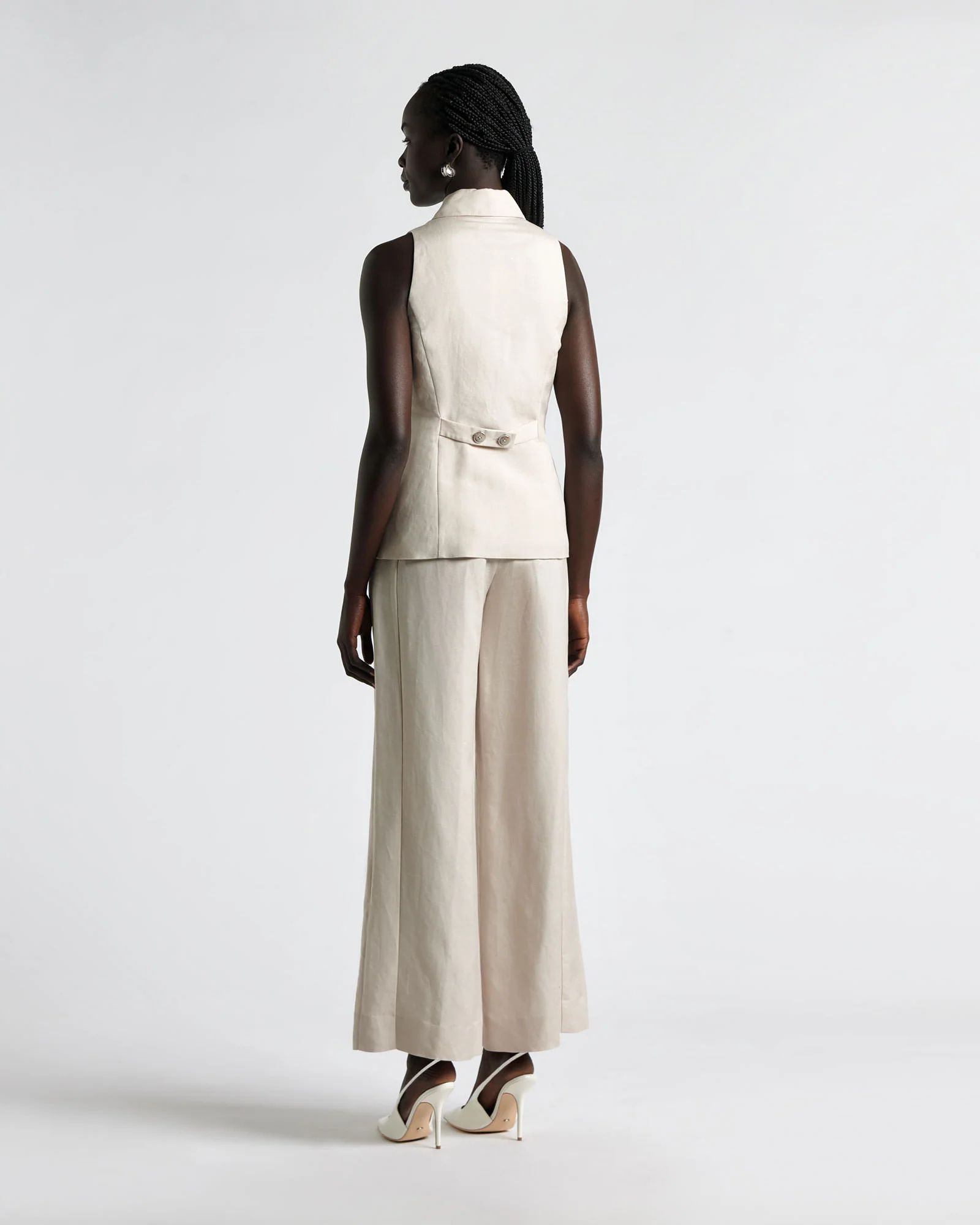 Flax Linen Blend Belted Wide Leg Pant