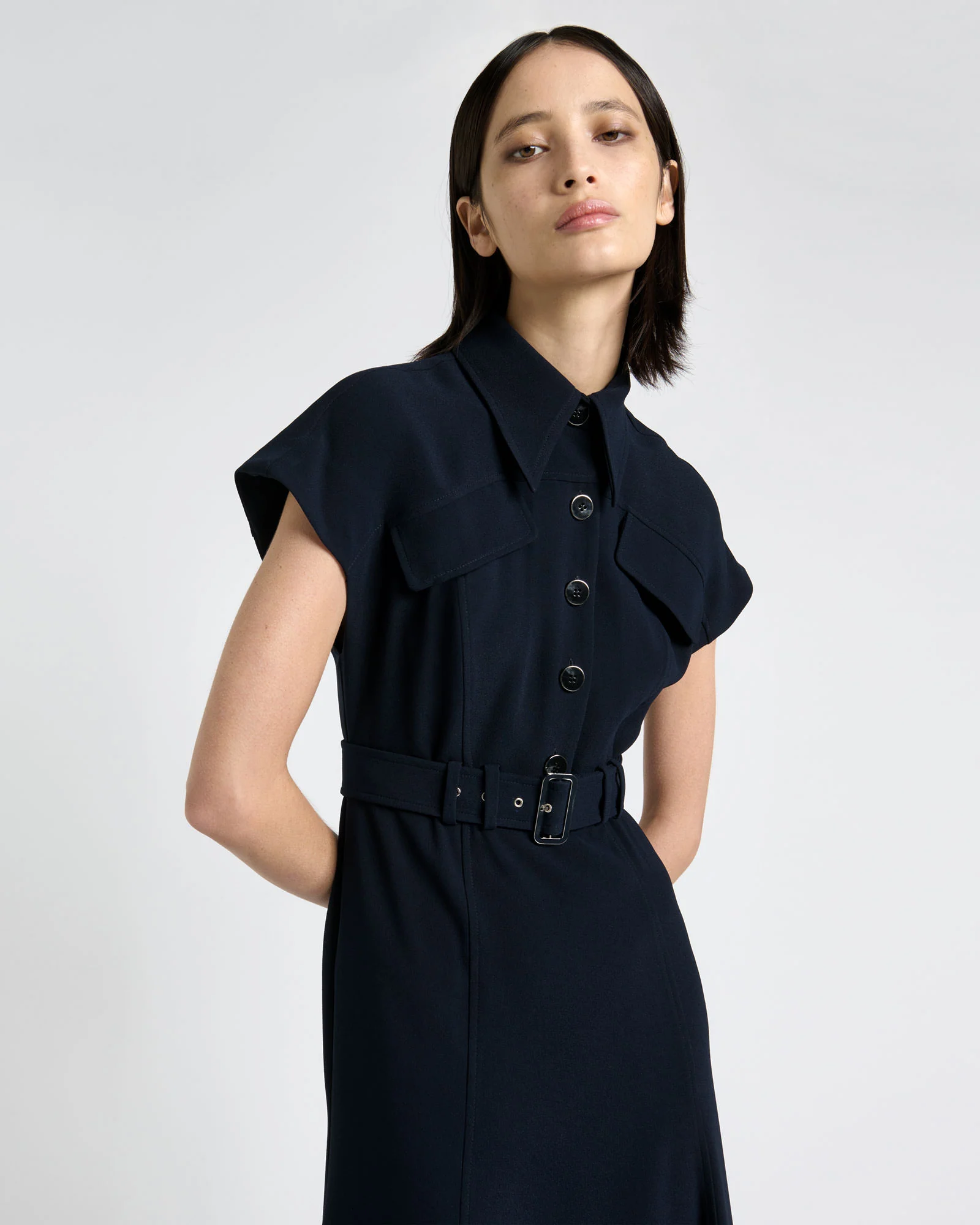 Satin Back Crepe Midi Dress