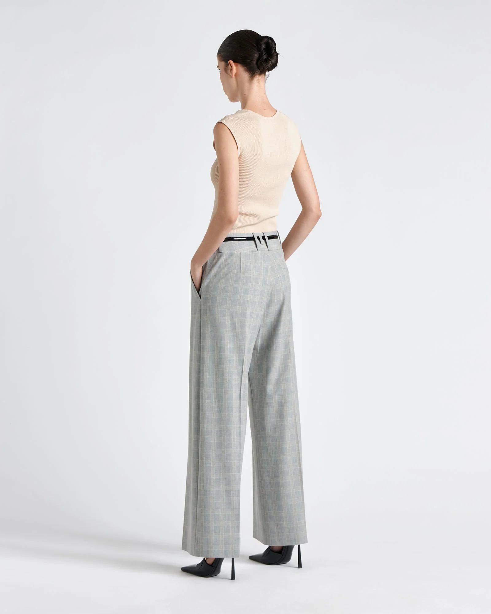 Cap Sleeve Square Neck Rib Knit