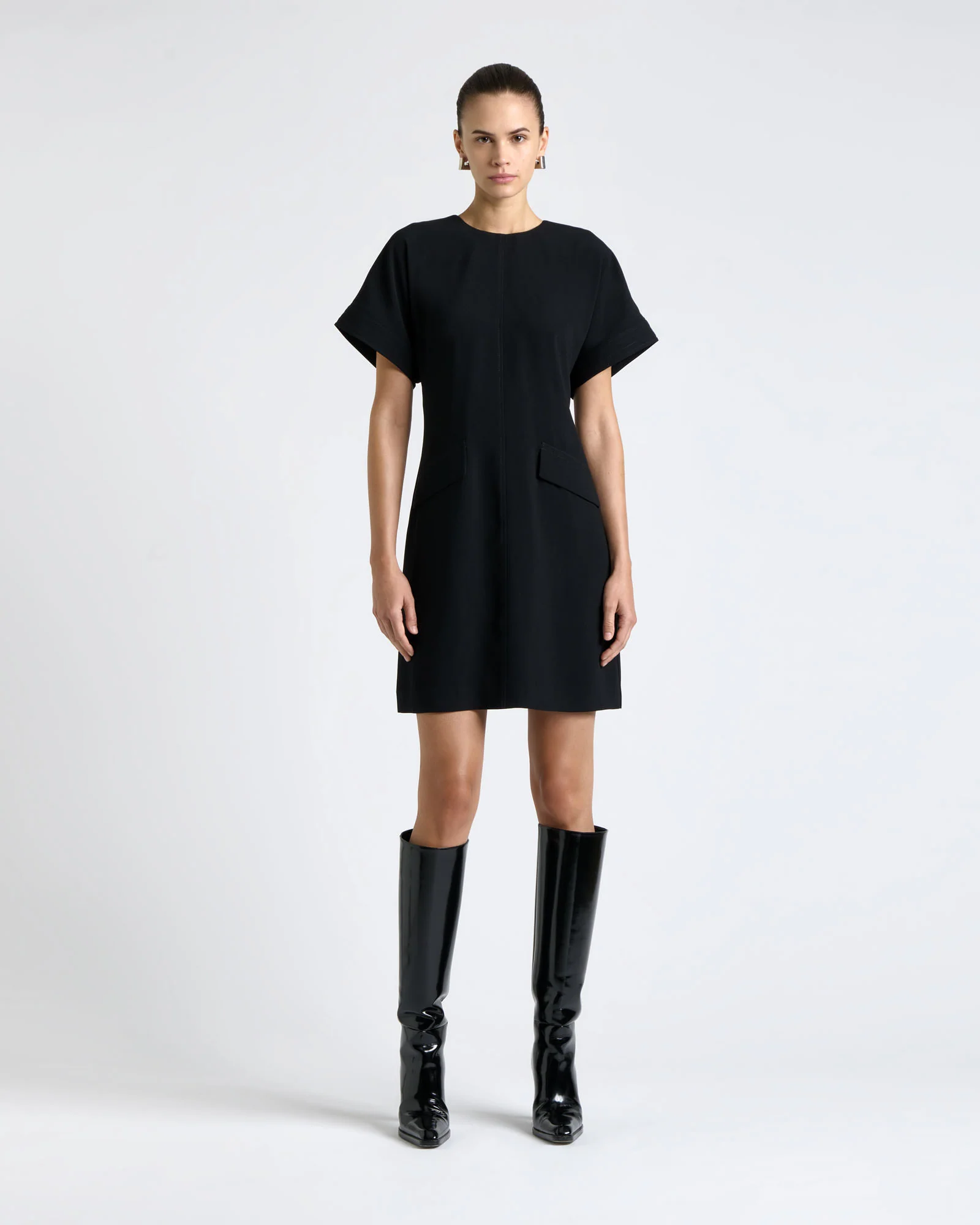 Recycled Crepe Tipped Sleeve Mini Dress