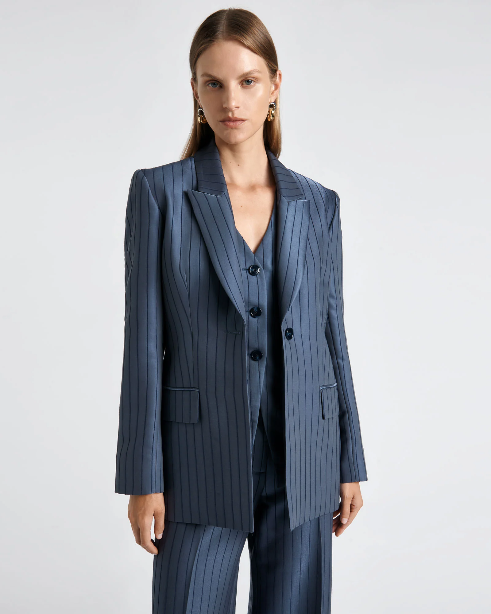 European Viscose Stripe Blazer