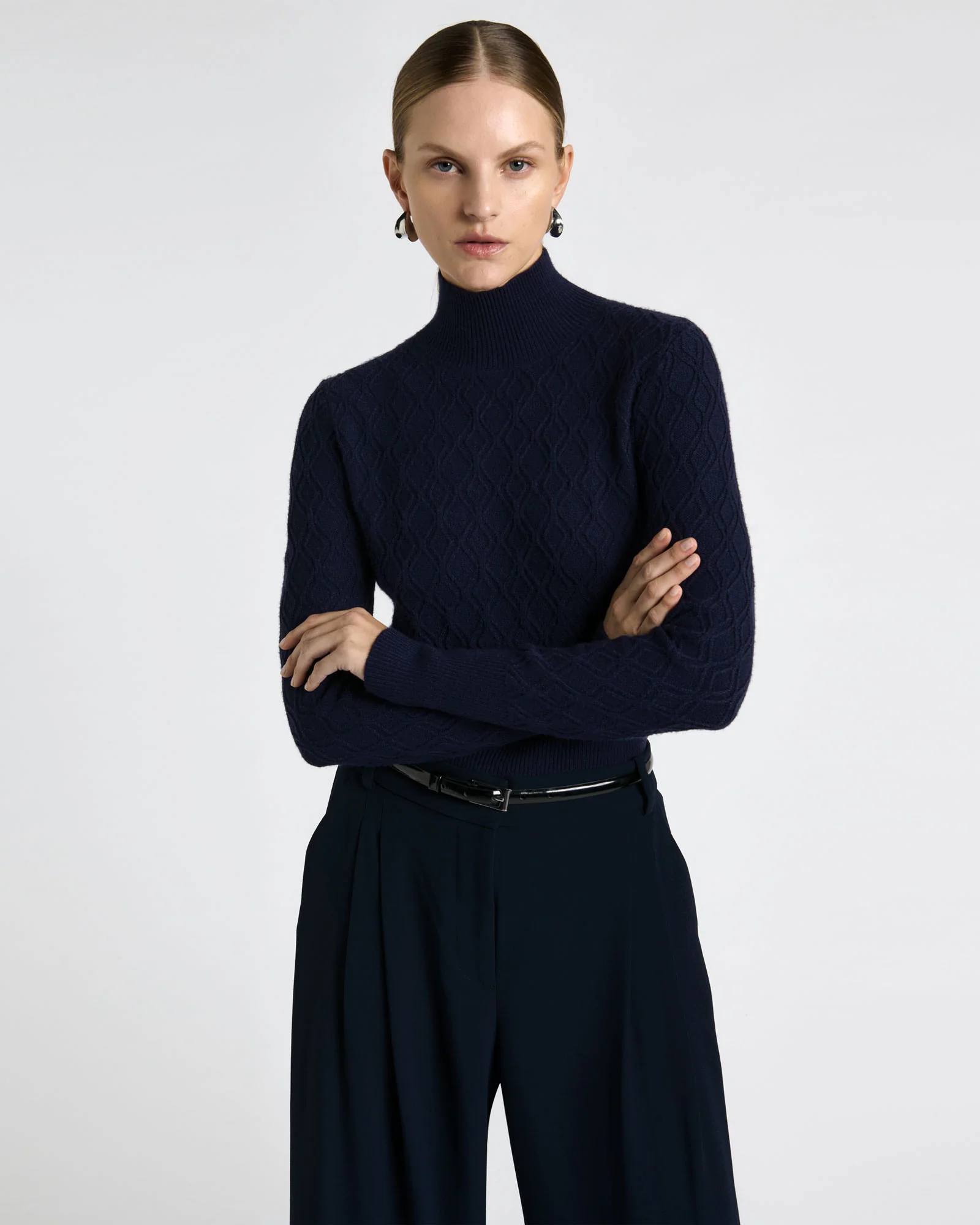 Textured Funnel Neck Sweater