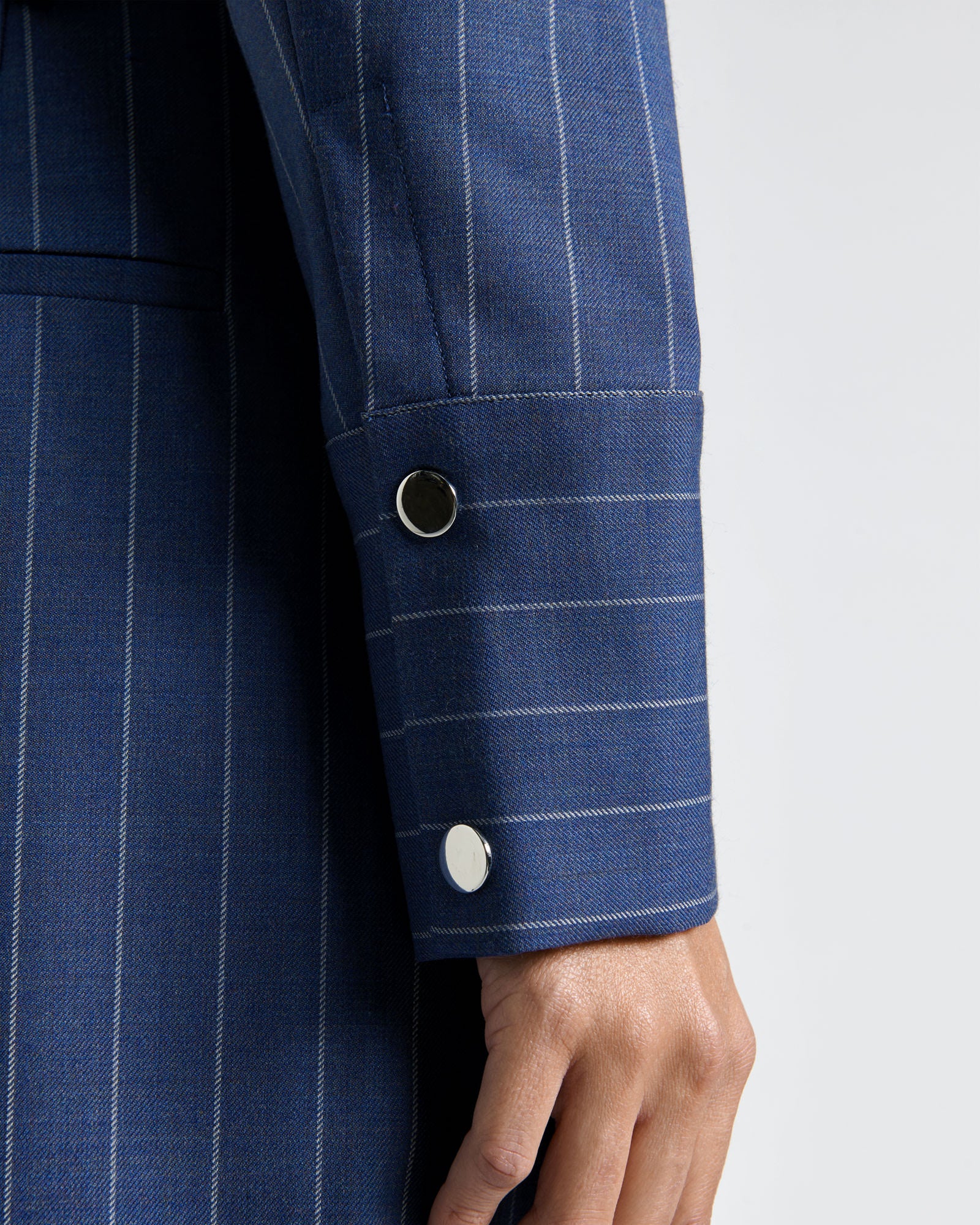 European Wool Stripe Cropped Shirt