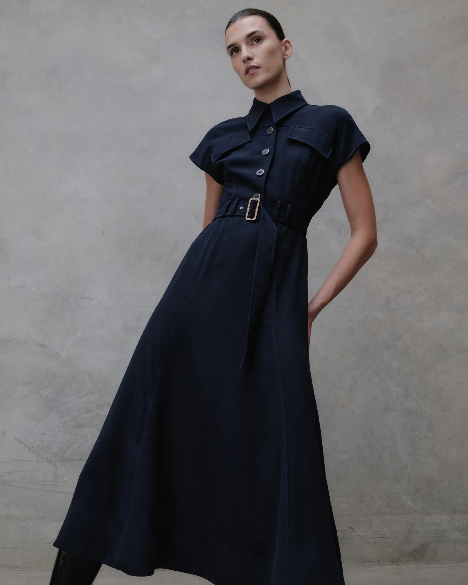 Satin Back Crepe Midi Dress