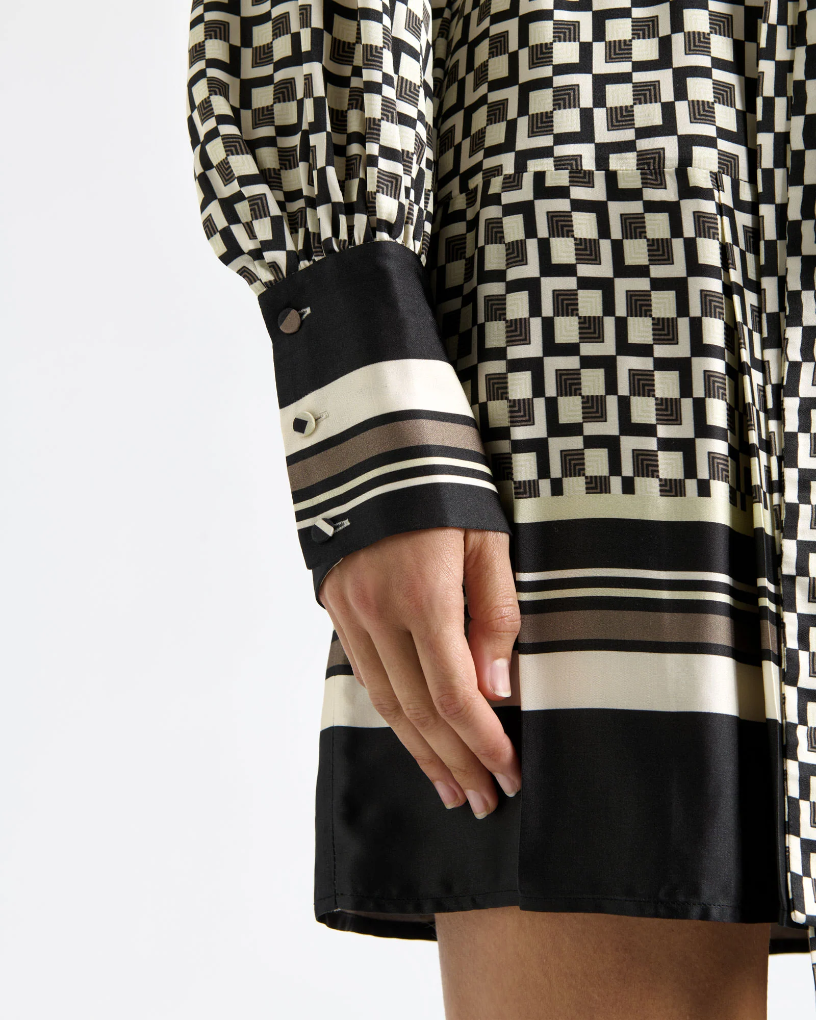 Monochrome Geo Shift Mini Dress