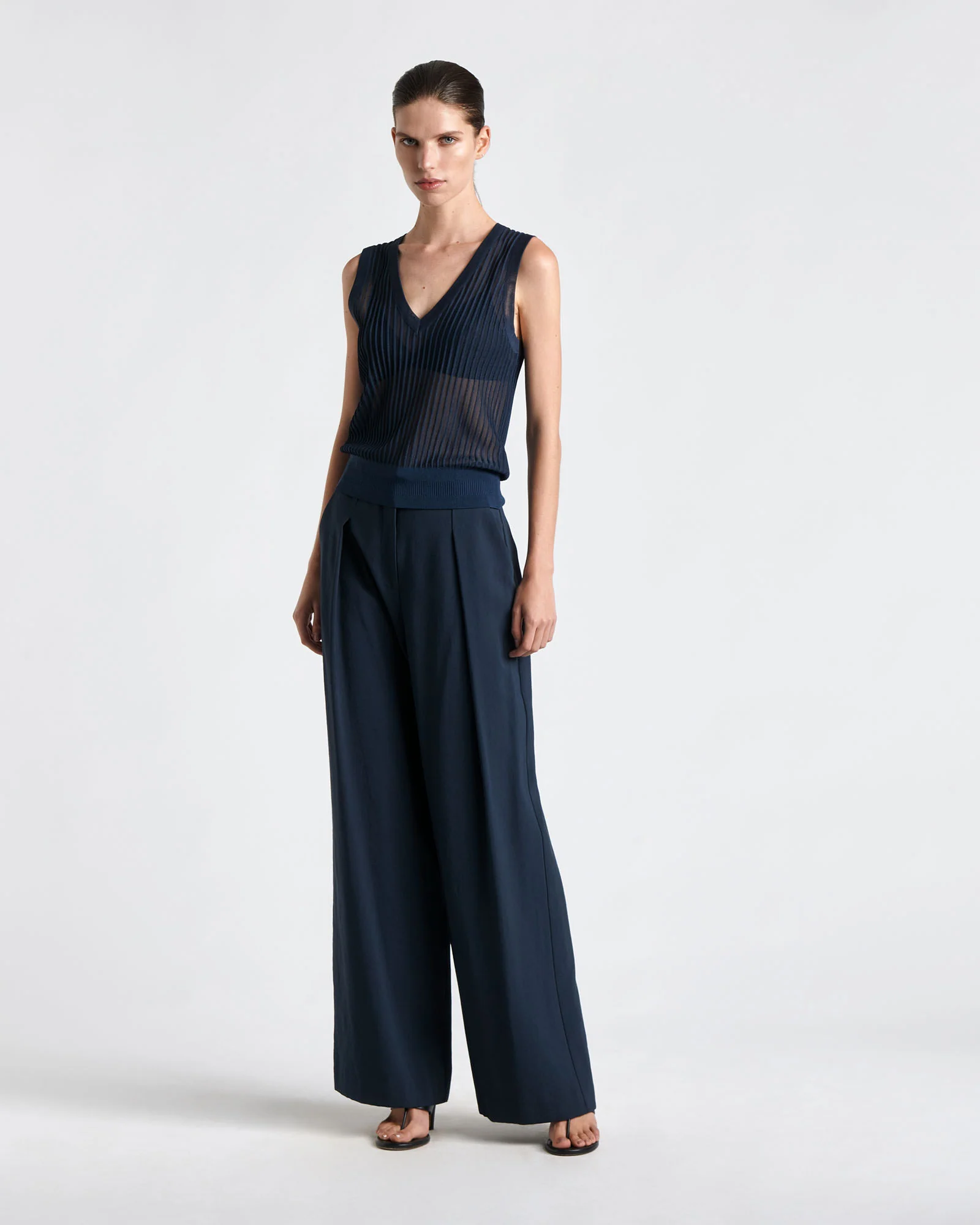 Sheer Rib V-Neck Vest