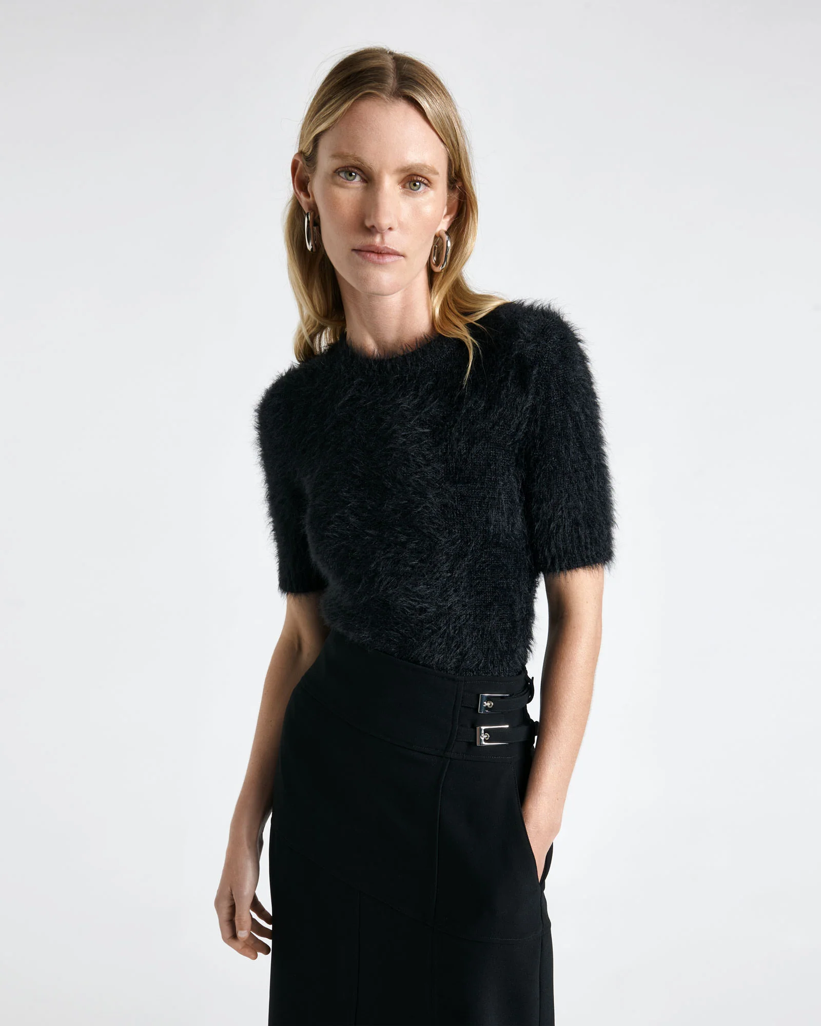 Fluffy Short Sleeve Knit