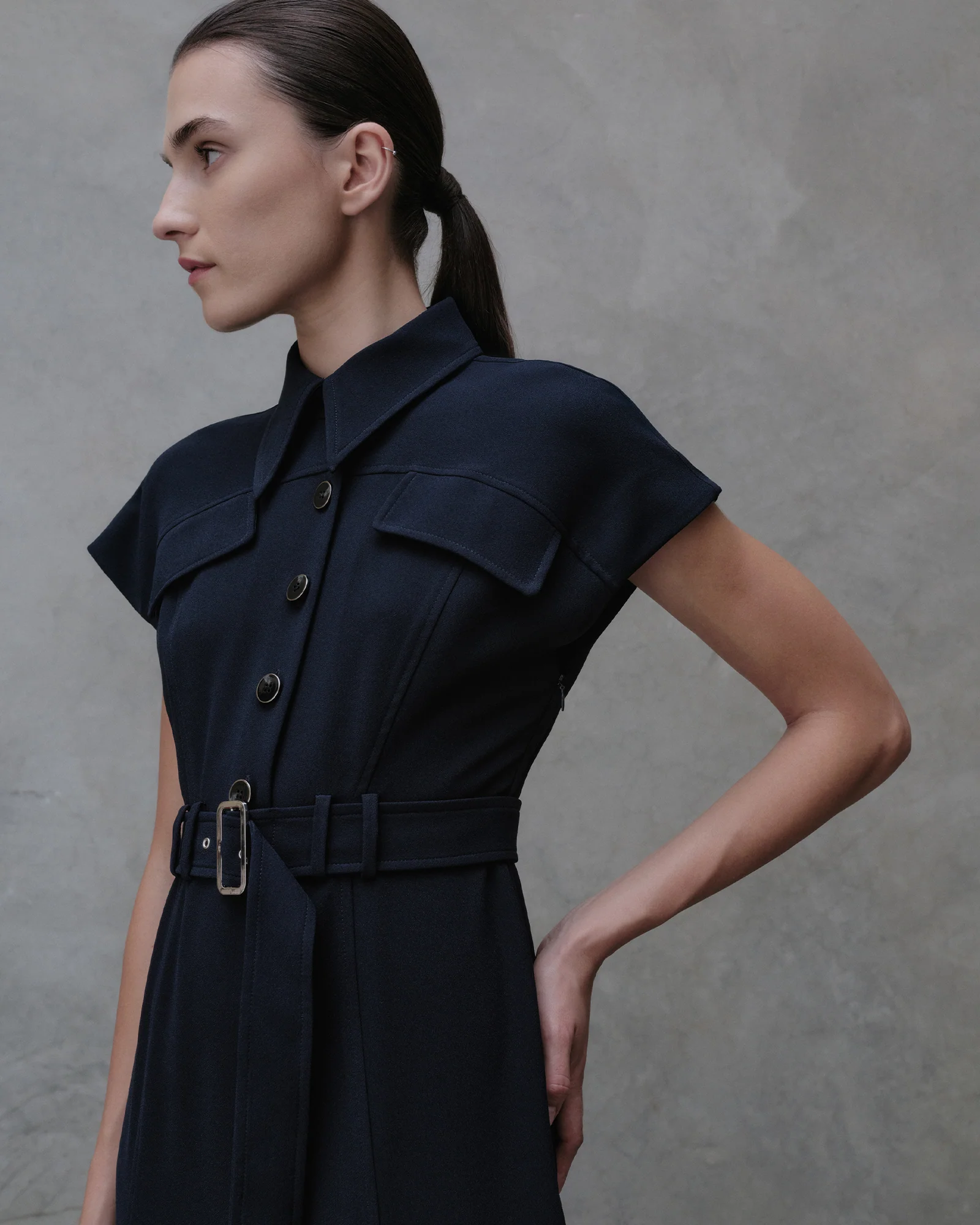 Satin Back Crepe Midi Dress