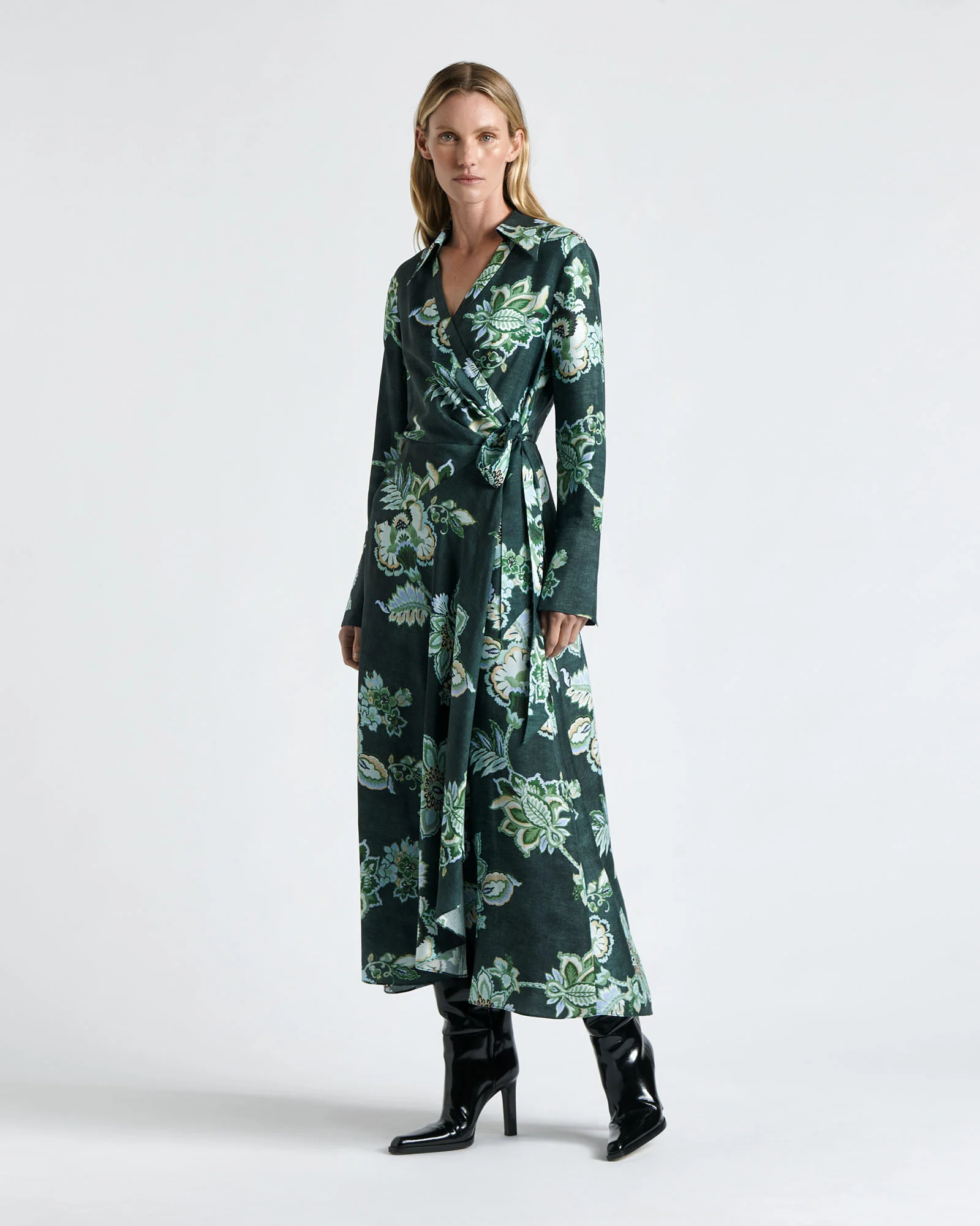 Chintz Laurel Viscose Silk Blend Wrap Dress