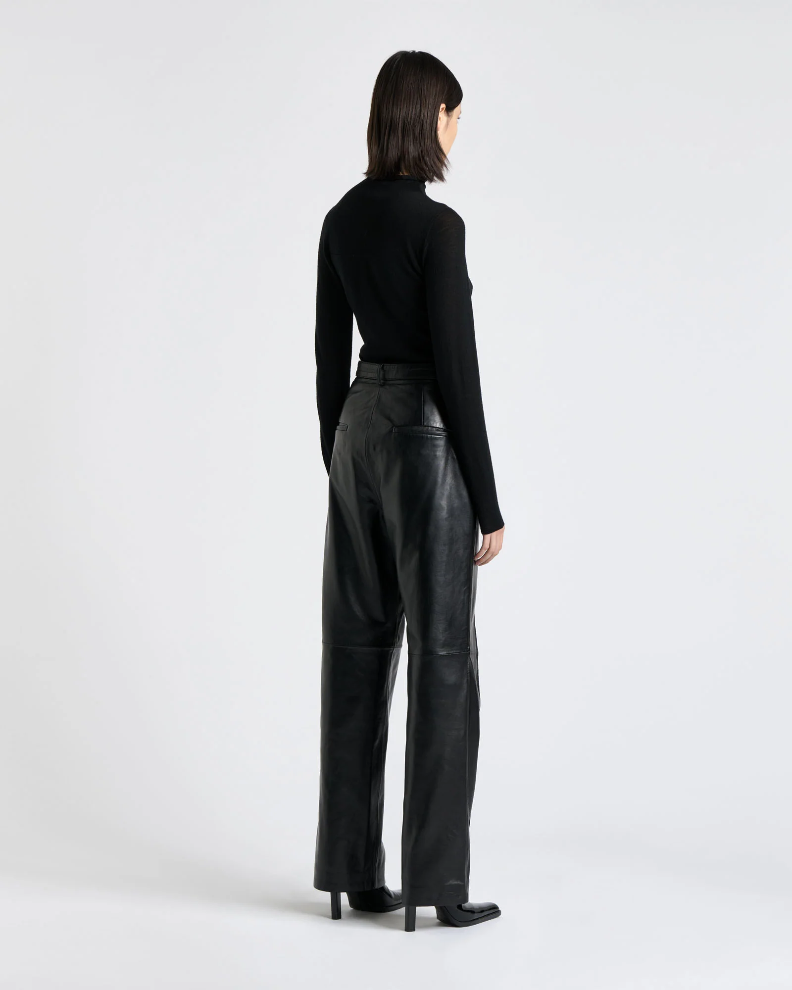 Leather Belted Slim Pant