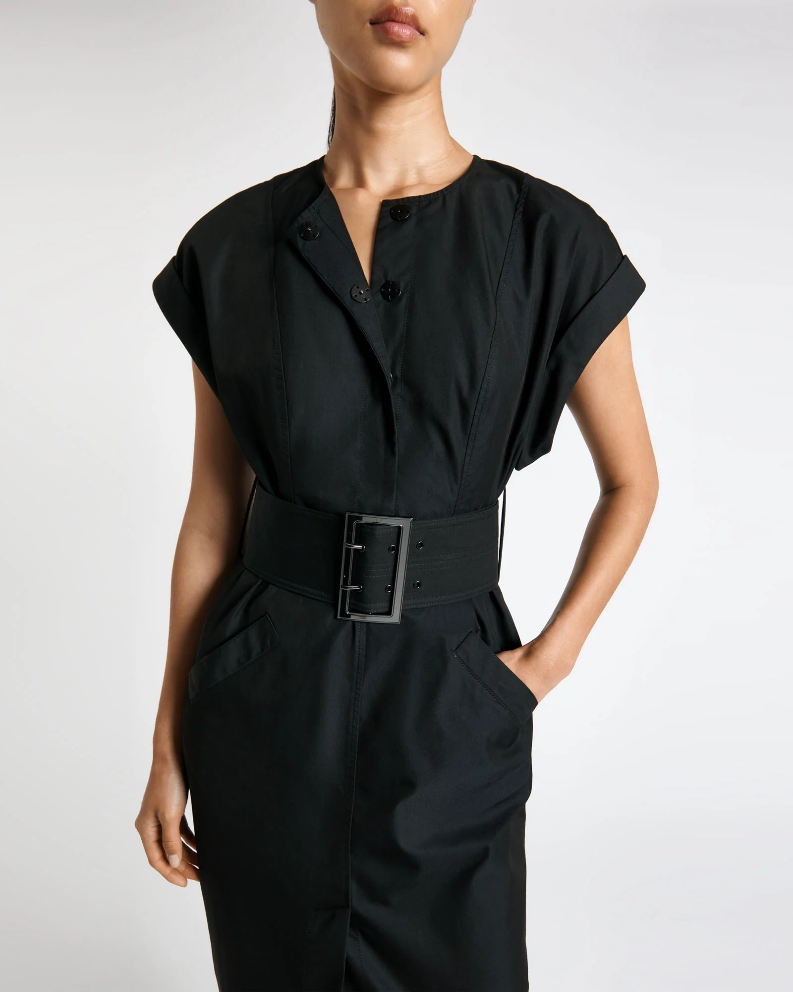 Statement Buckle Midi Dress