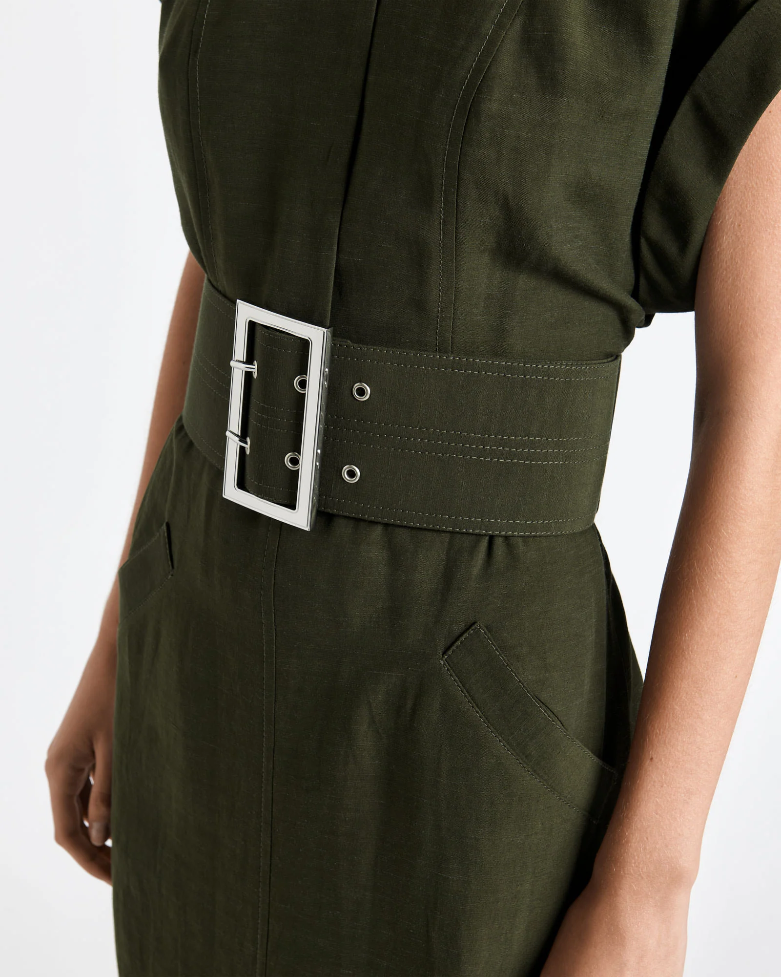 Statement Buckle Midi Dress