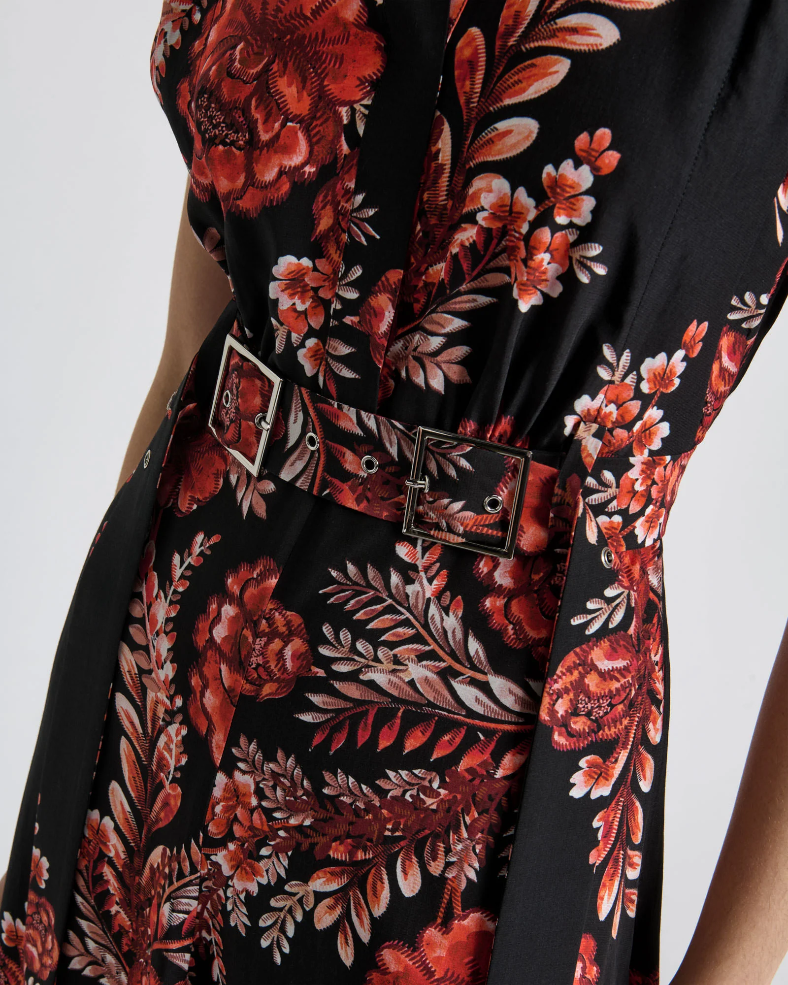 Etched Floral Viscose Midi Dress