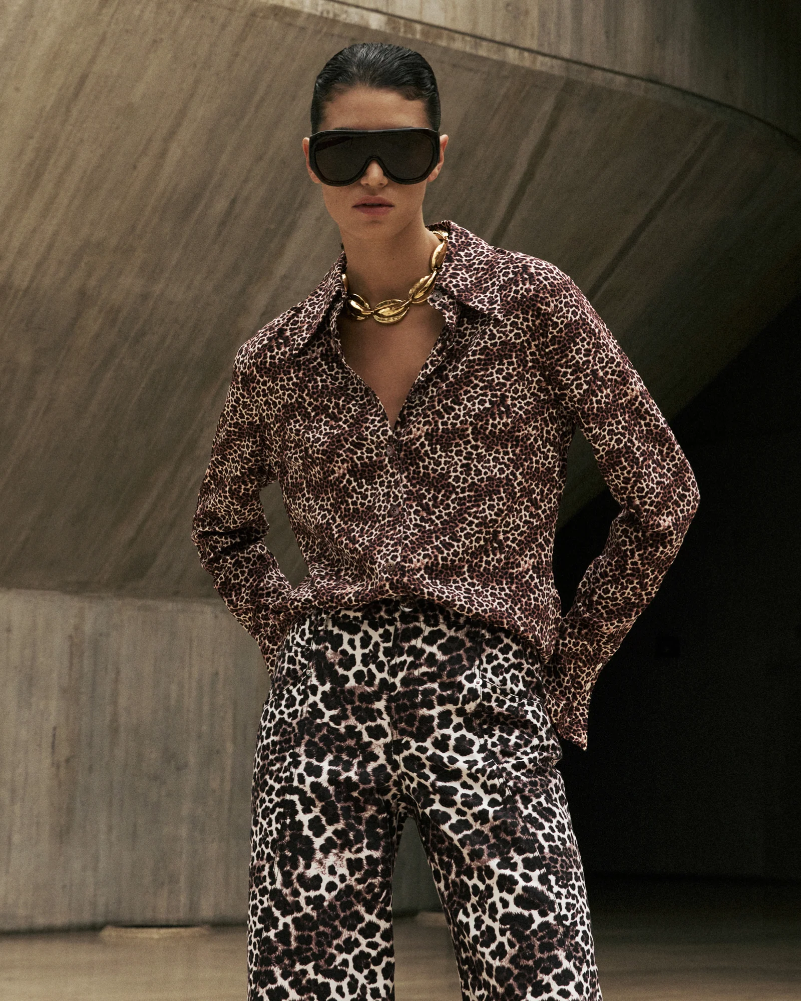 Leopard Viscose Fitted Shirt