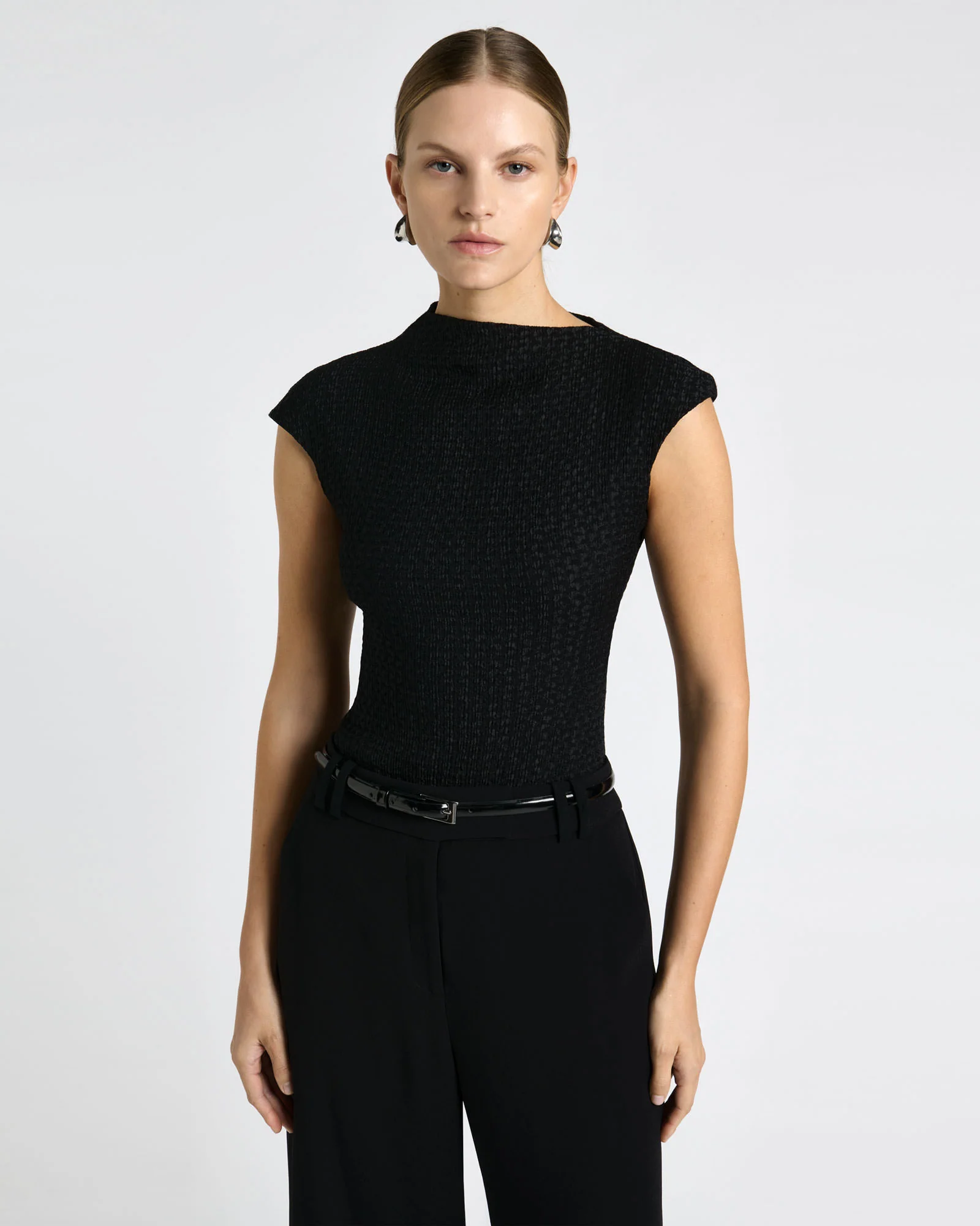 Soft Shirred Jacquard Top