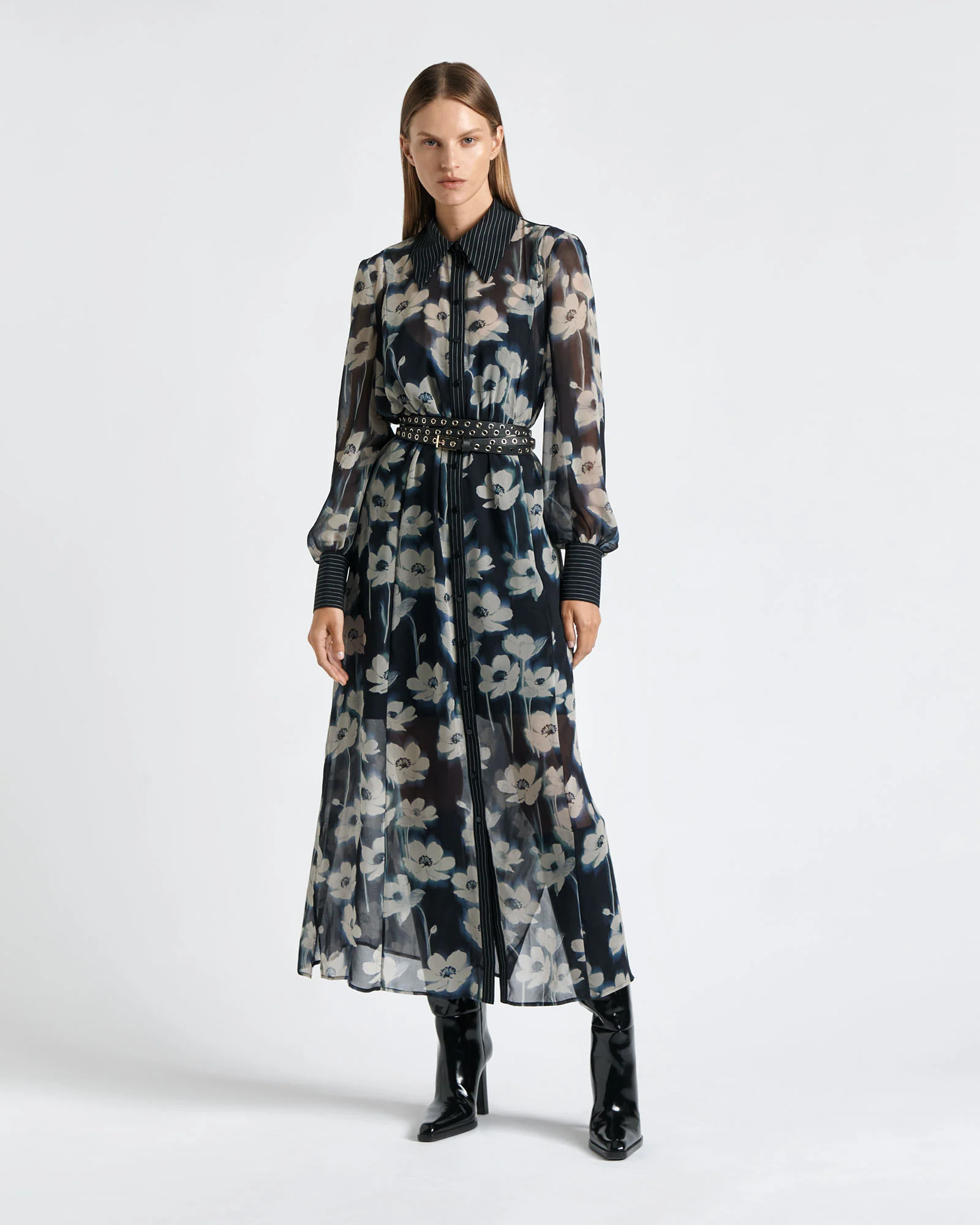 Falling Floral Shirt Dress