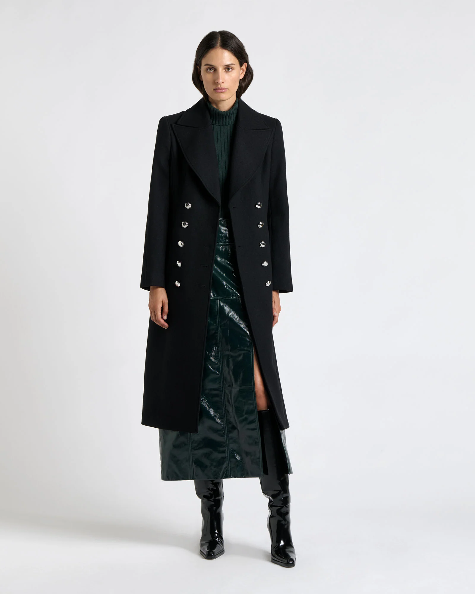 Italian Wool Military Hourglass Coat