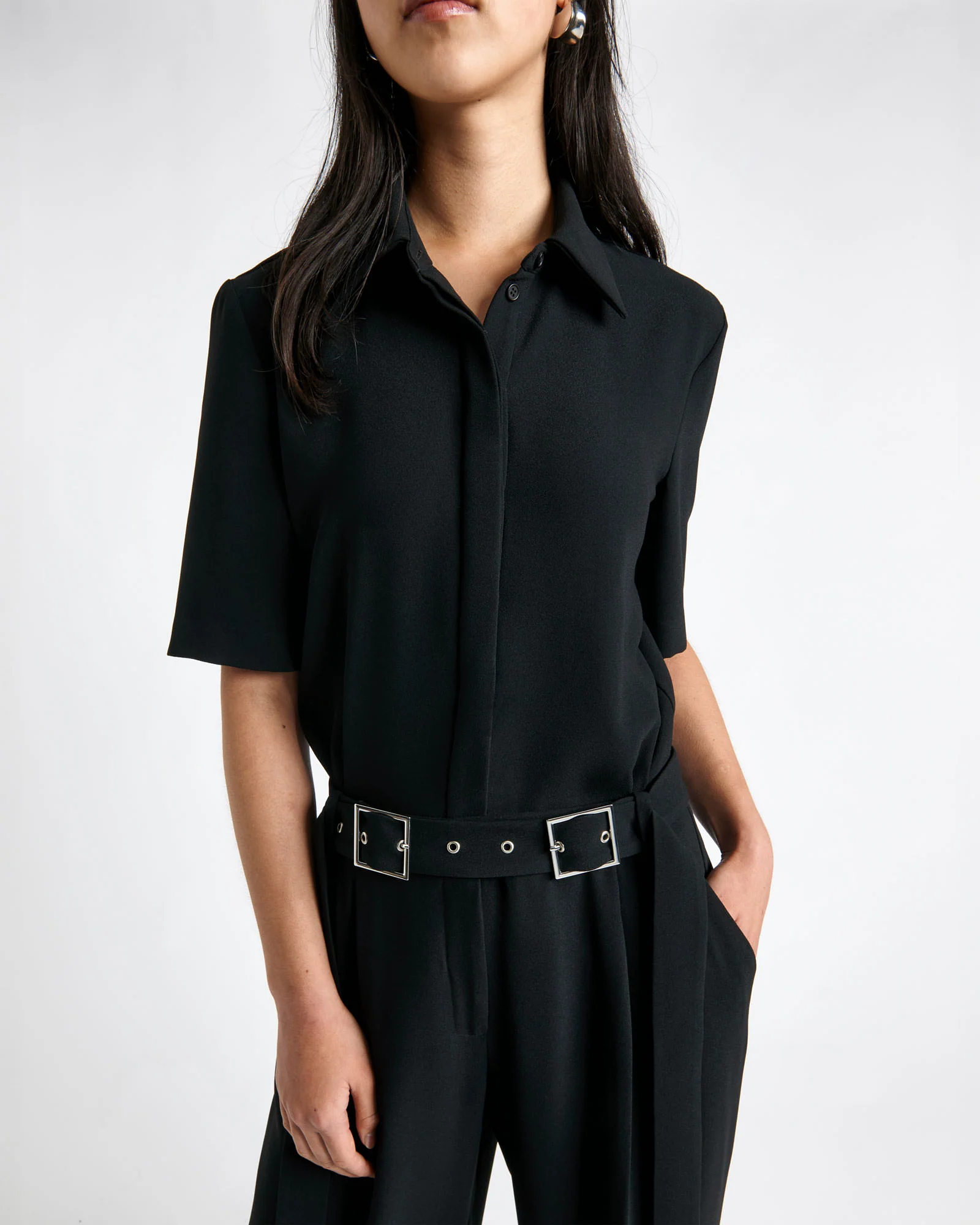 Double Buckle Belted Jumpsuit