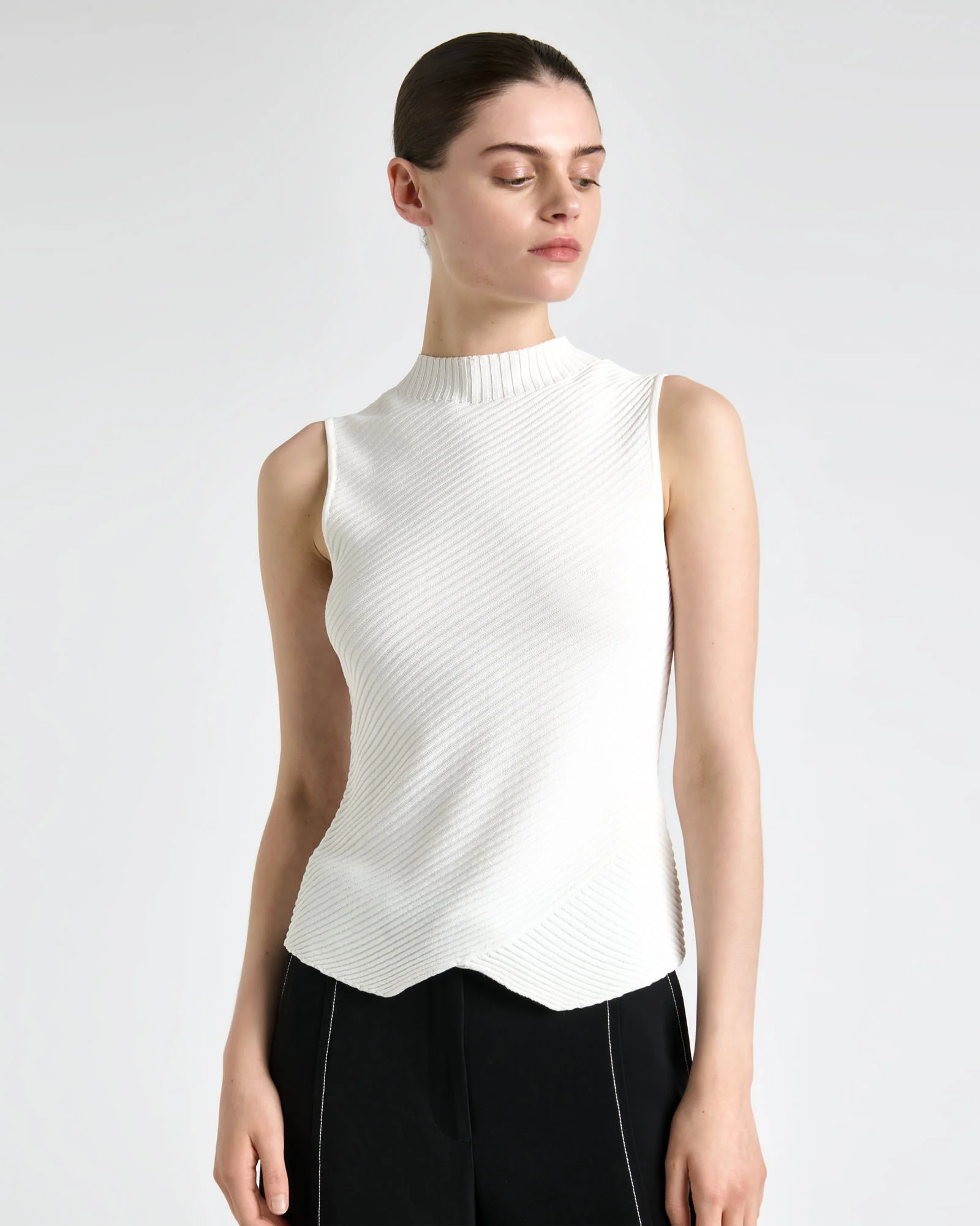 Diagonal Ribbed Knit Tank