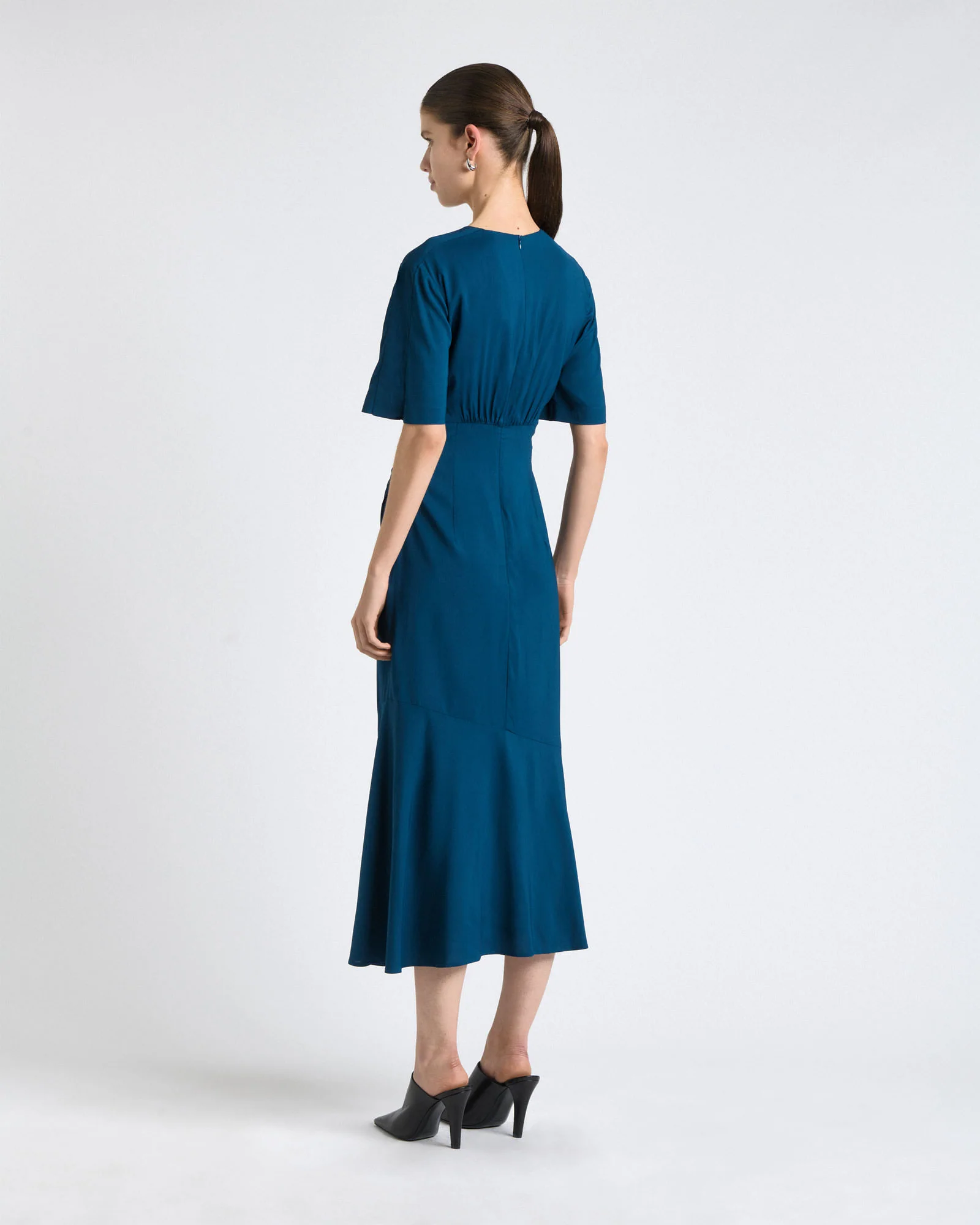 Stretch Viscose Short Sleeve Midi Dress