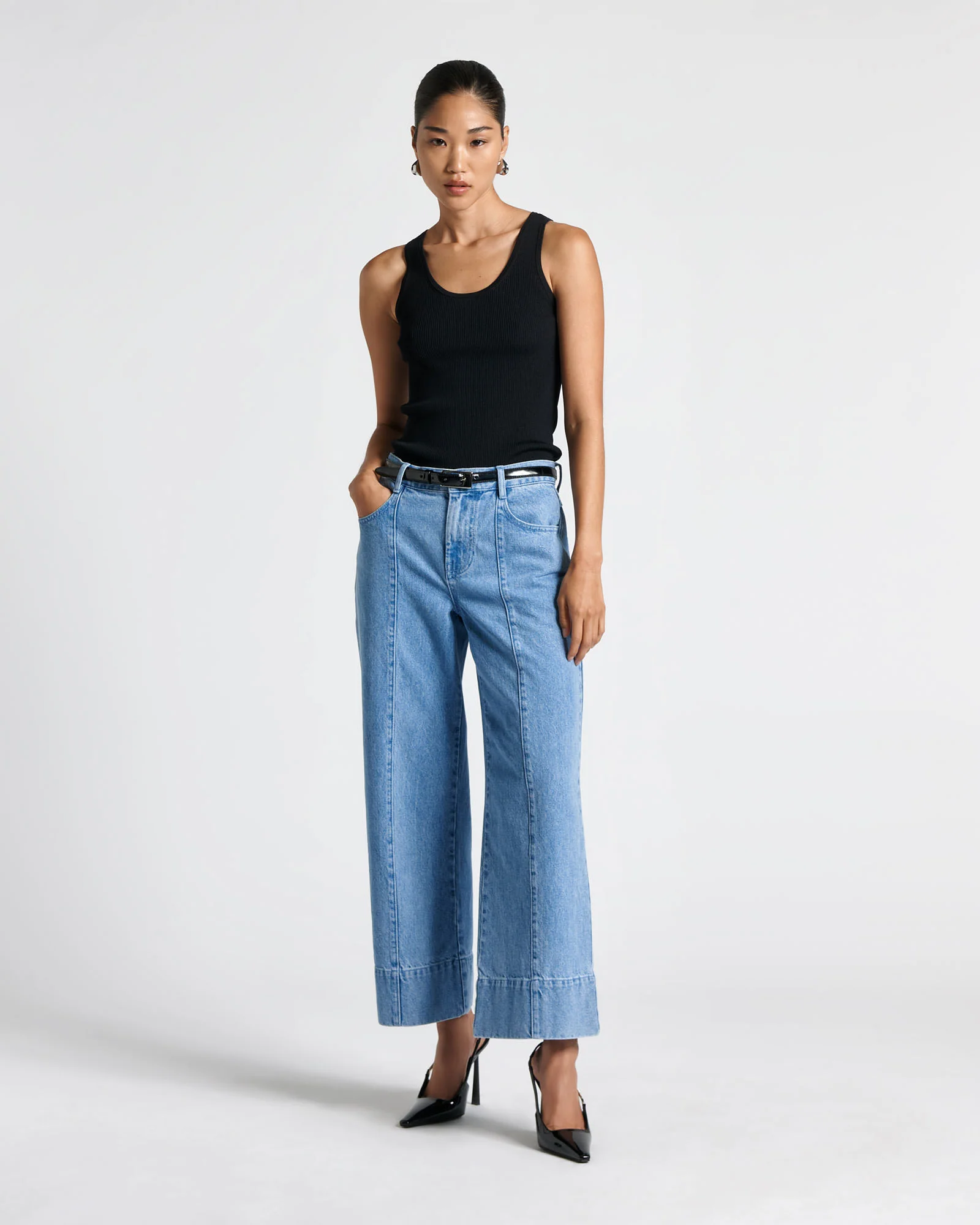 Washed Indigo Cropped Jean