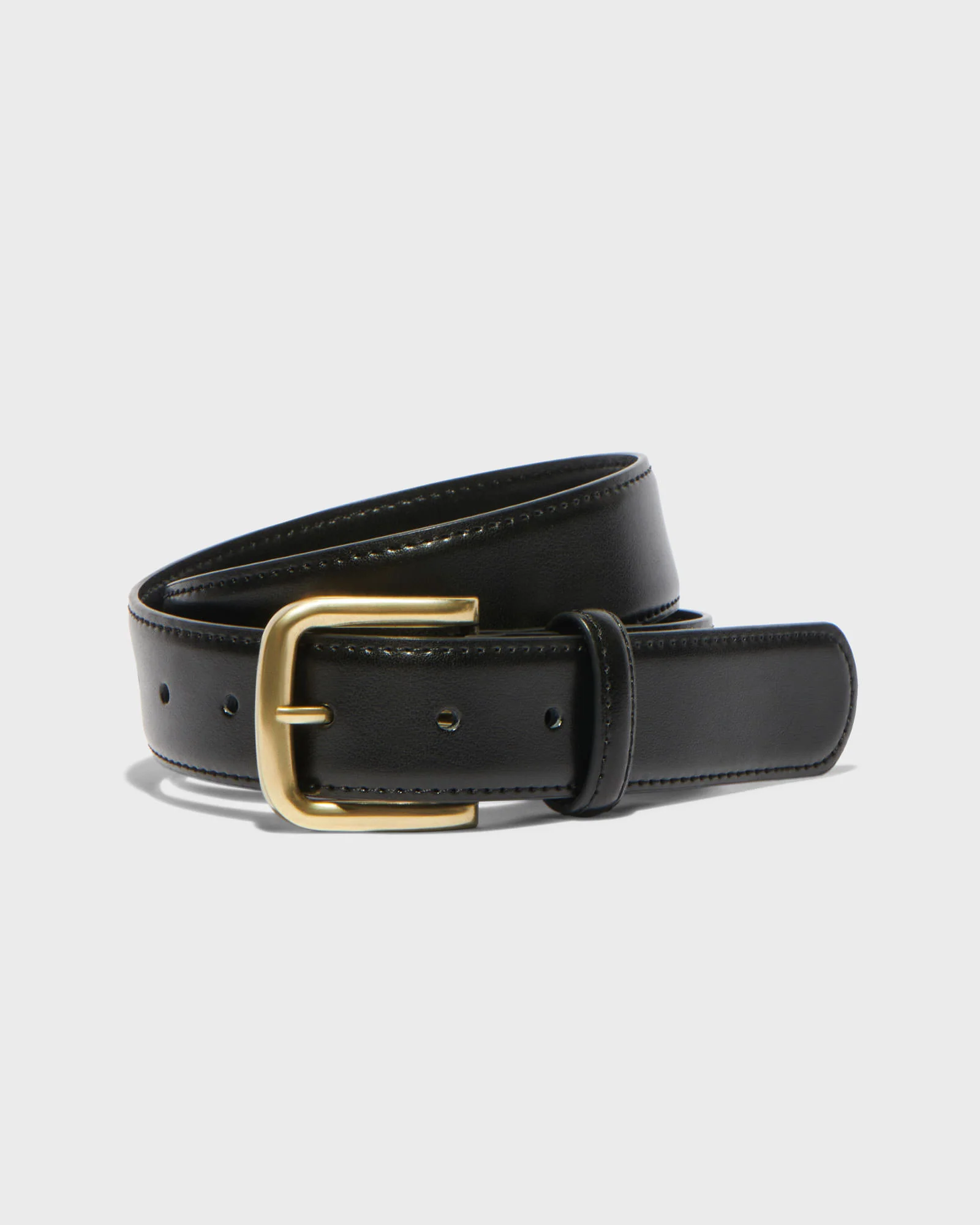 Brass Buckle Leather Boyfriend Belt
