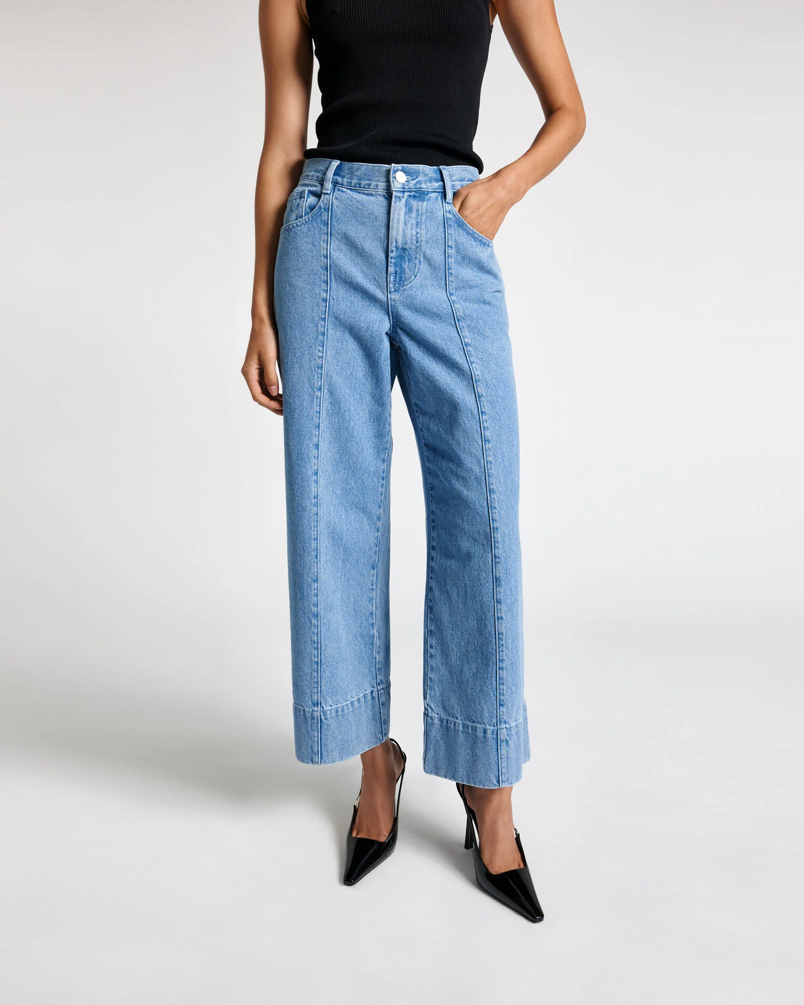 Washed Indigo Cropped Jean