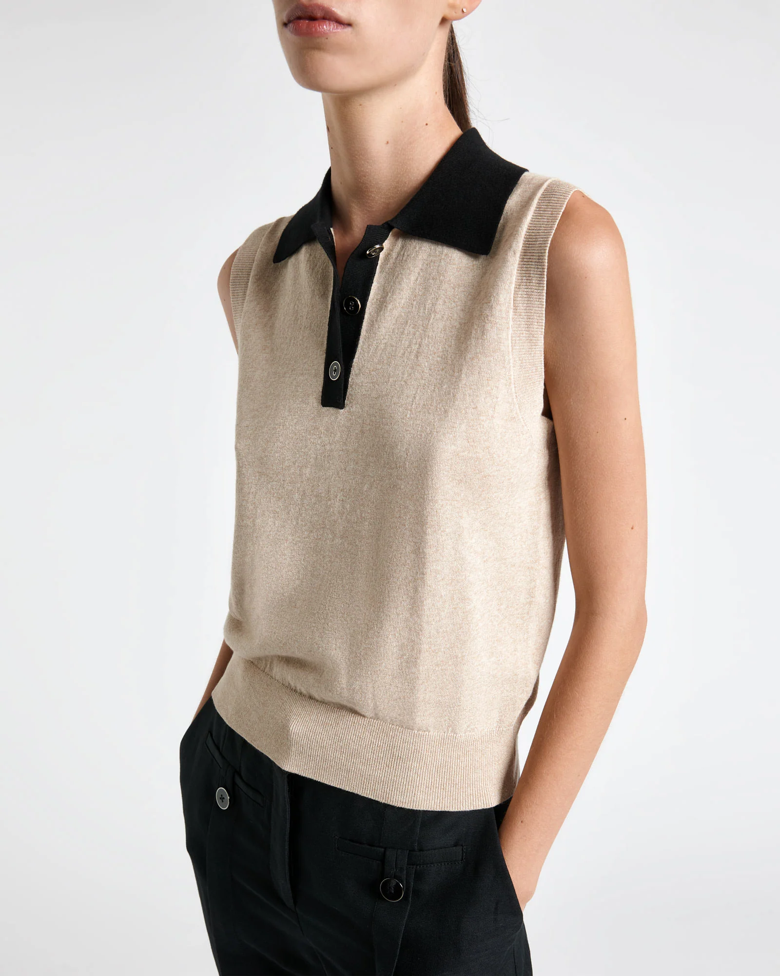 Polo Collar Sleeveless Knit