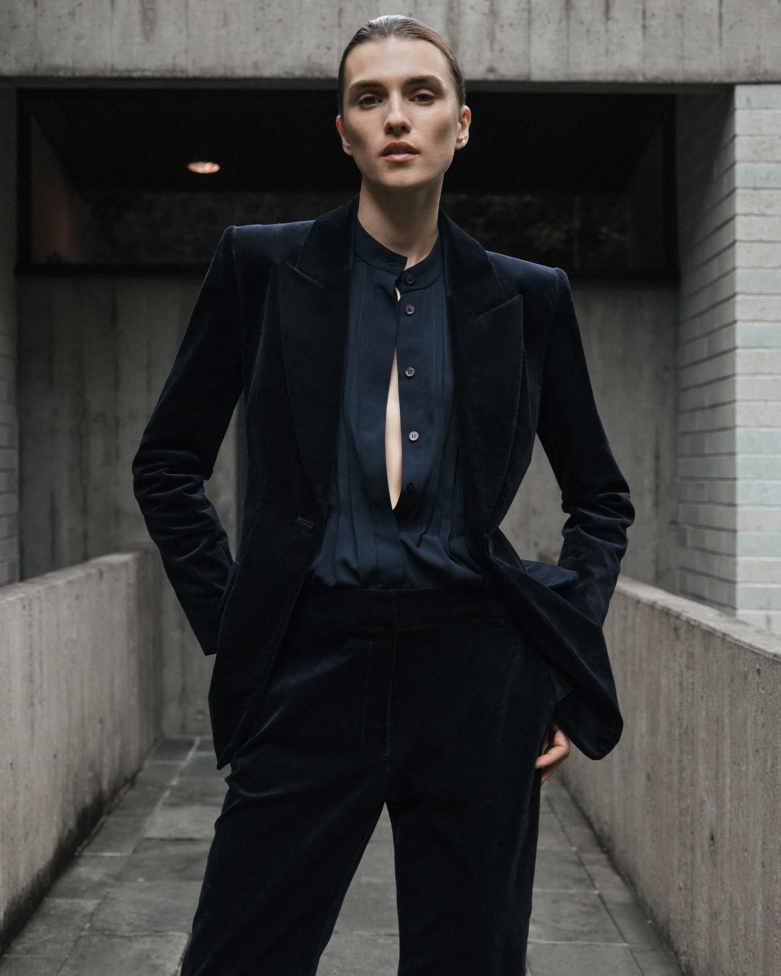 Georgette Pin Tuck Pleated Blouse