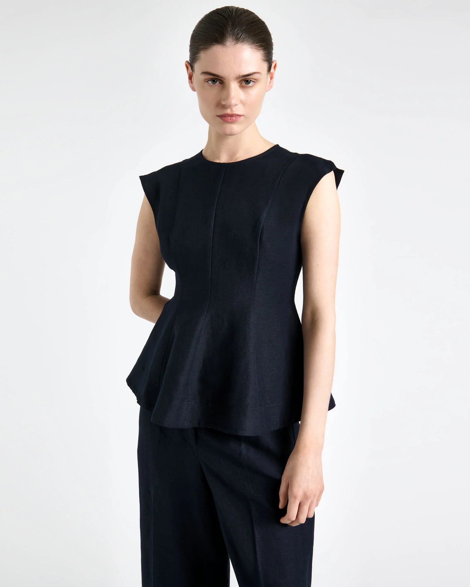 Linen Rayon Peplum Top