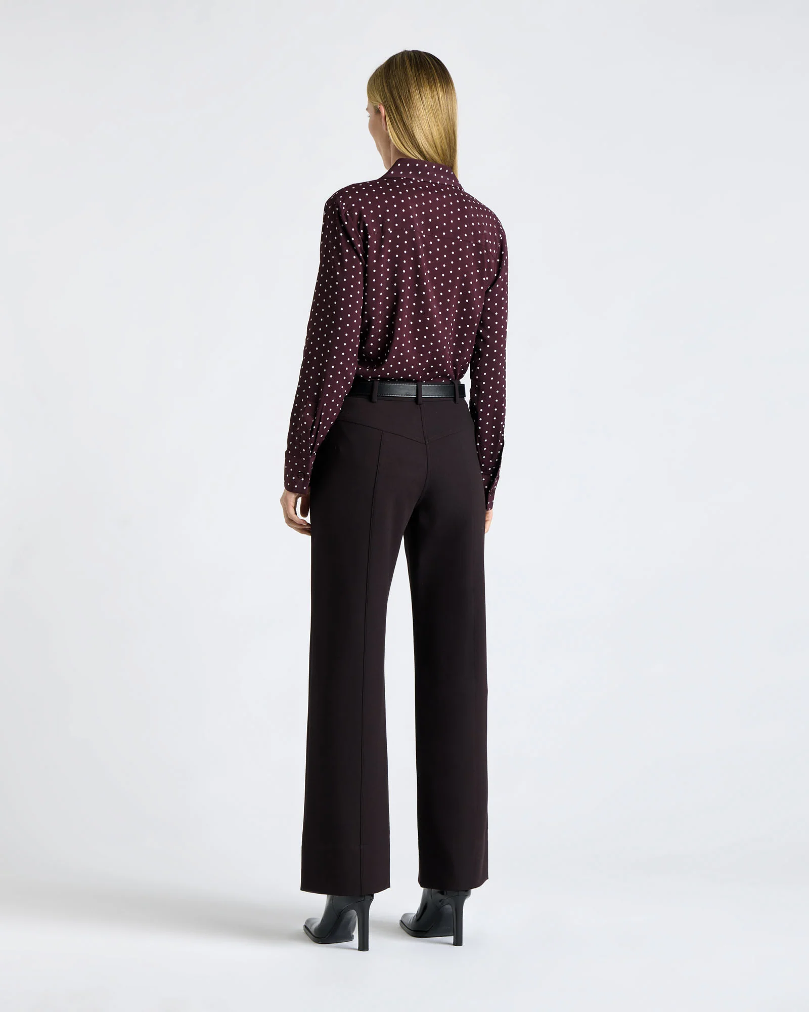 Plum Polka Dot Collared Shirt