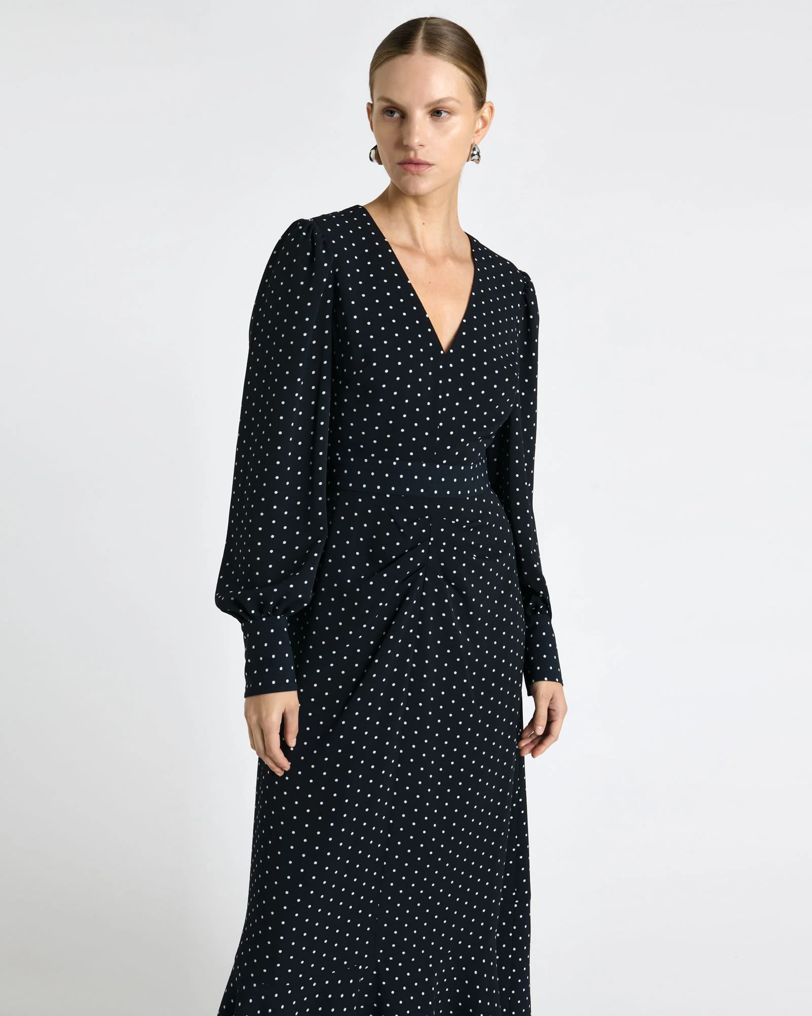 Textured Georgette Spot Midi Dress