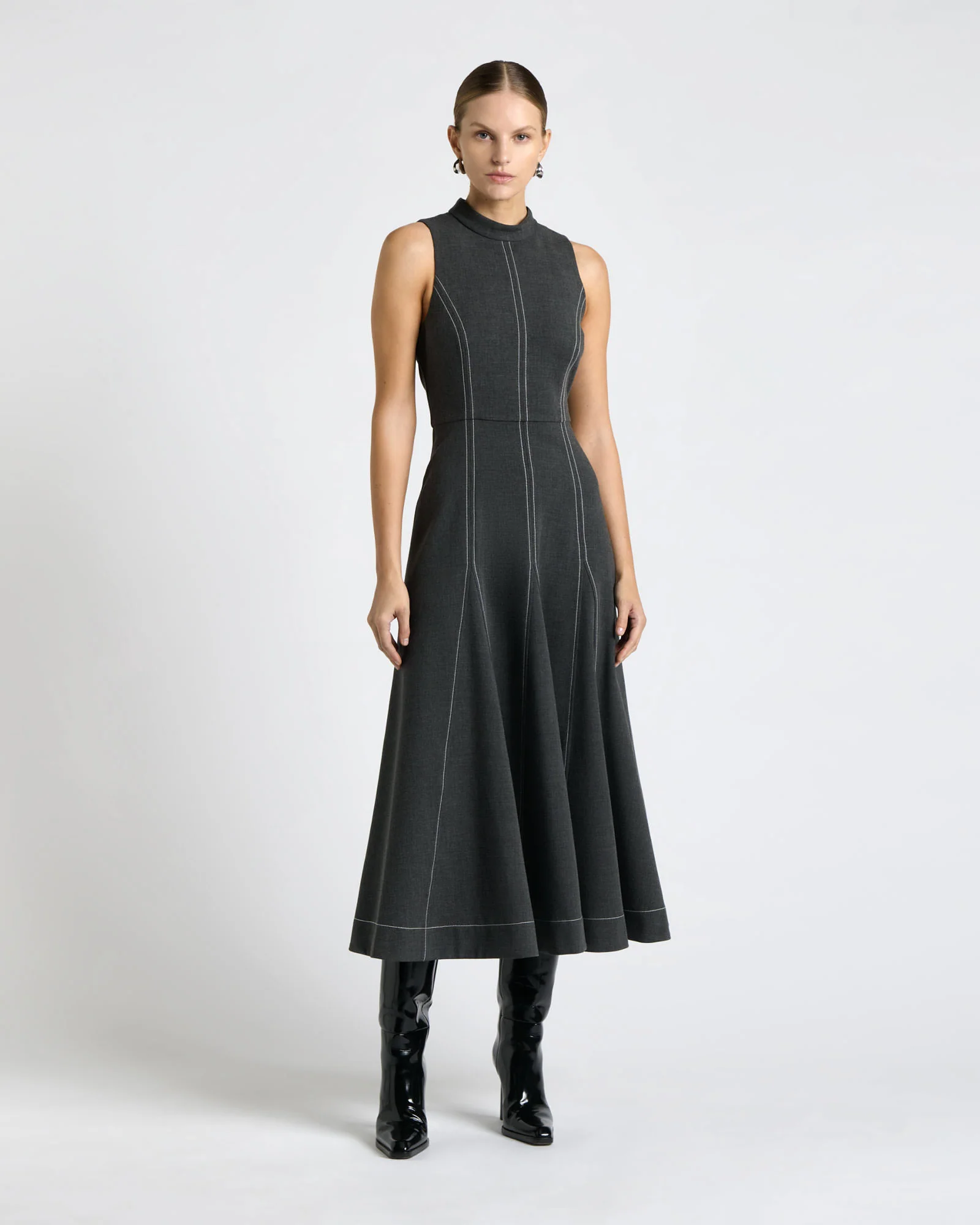 Bi-Stretch Twill Midi Dress