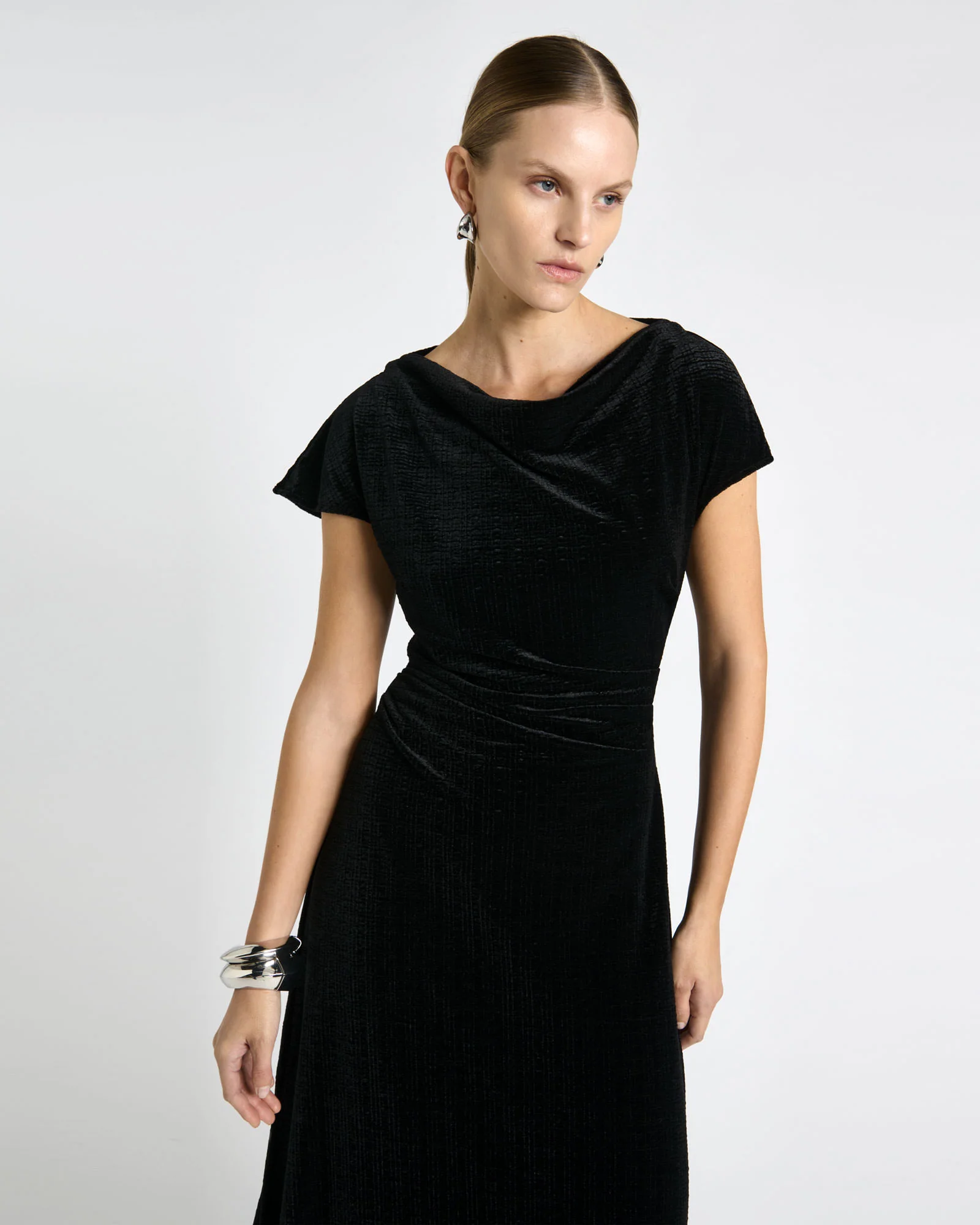 Crinkle Velvet Midi Dress