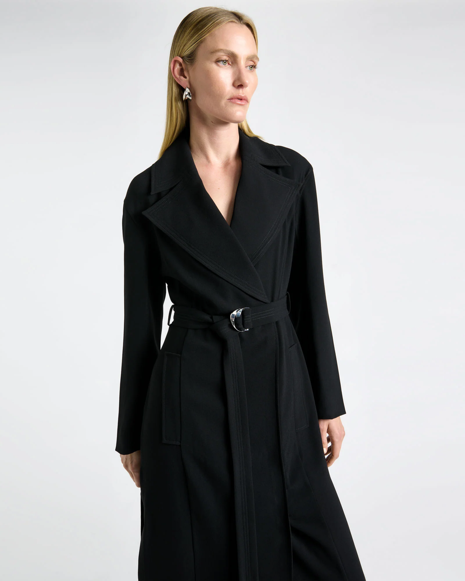 Recycled Crepe Belted Trench