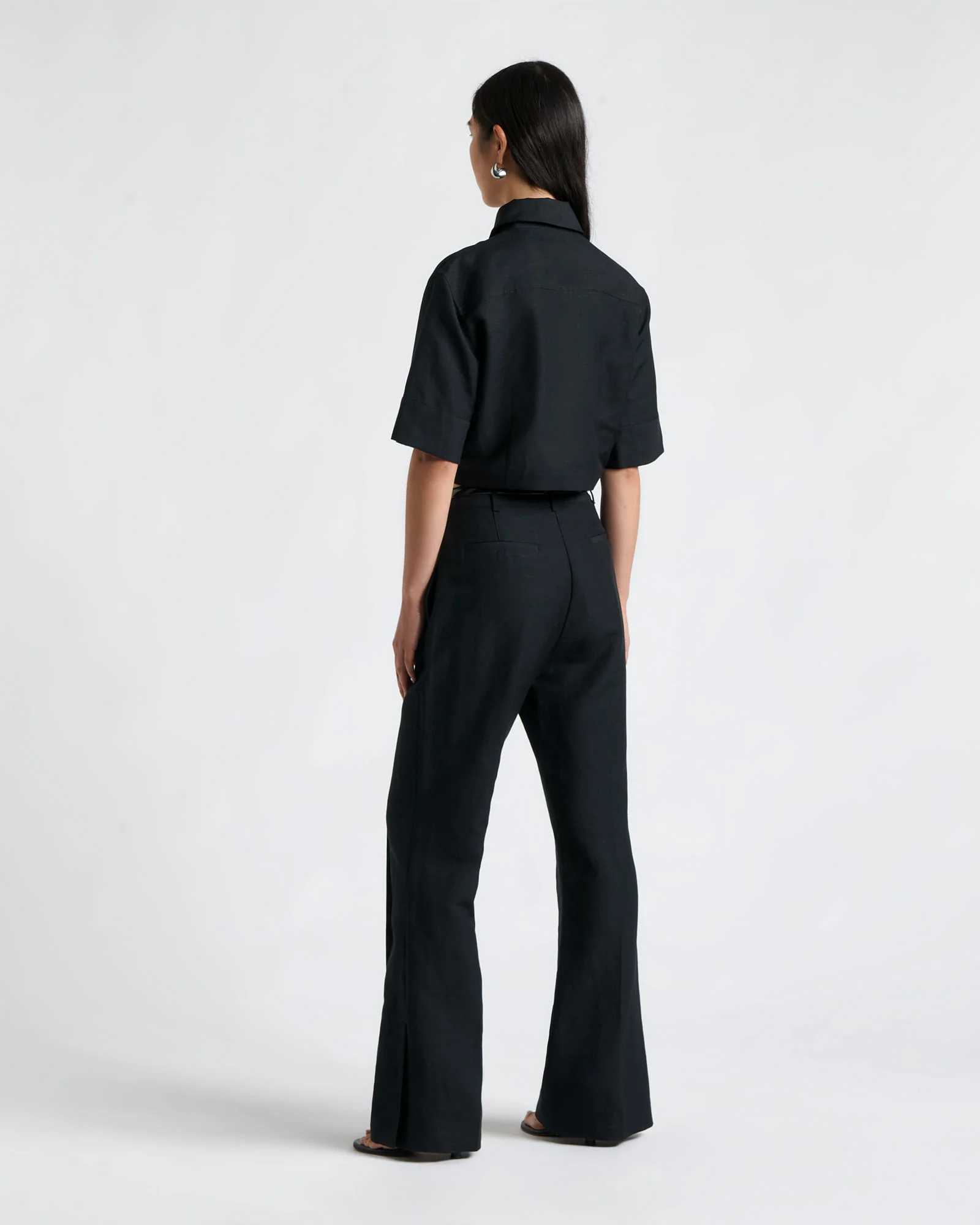 Linen Blend Cropped Shirt