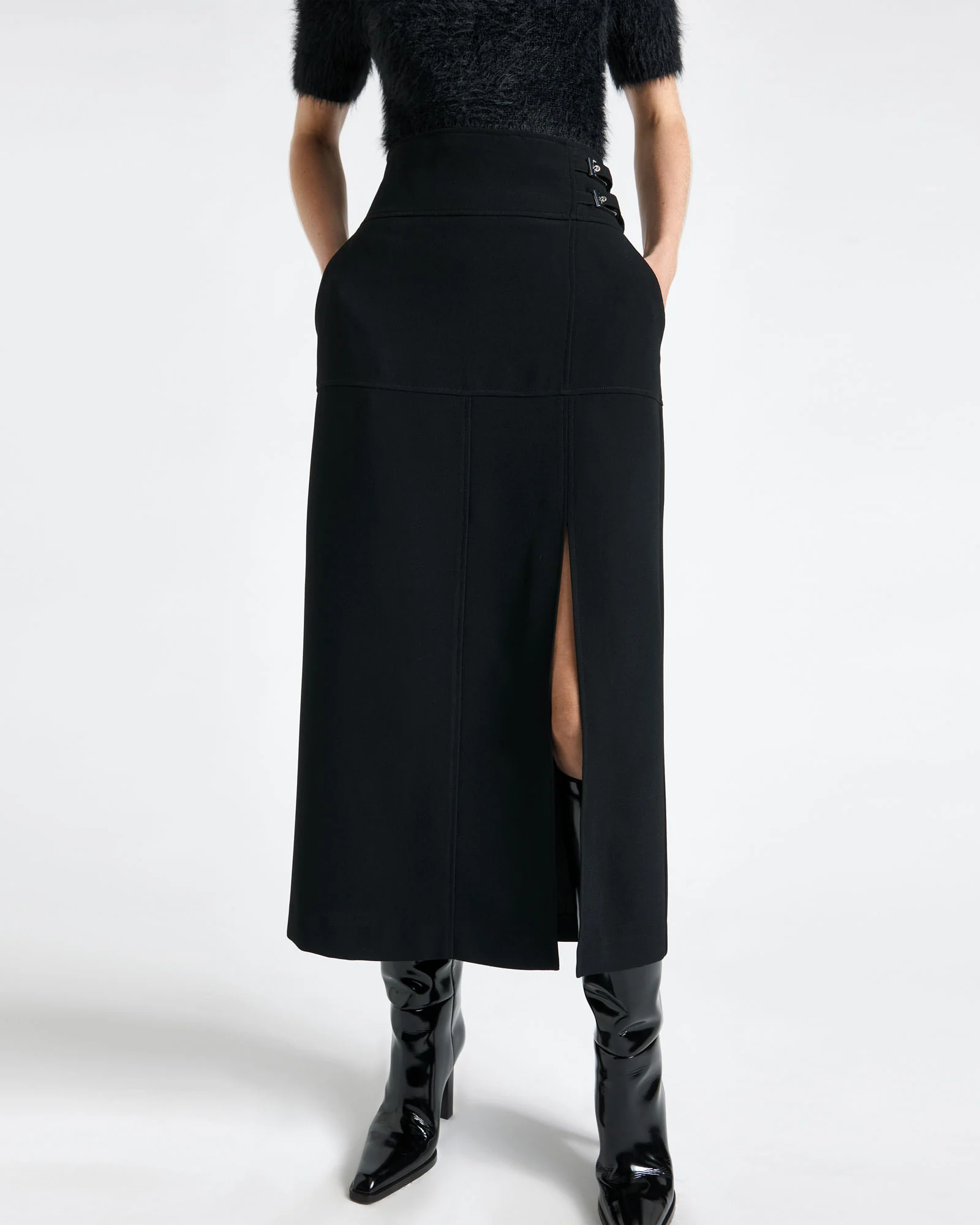 Double Buckle Midi Skirt
