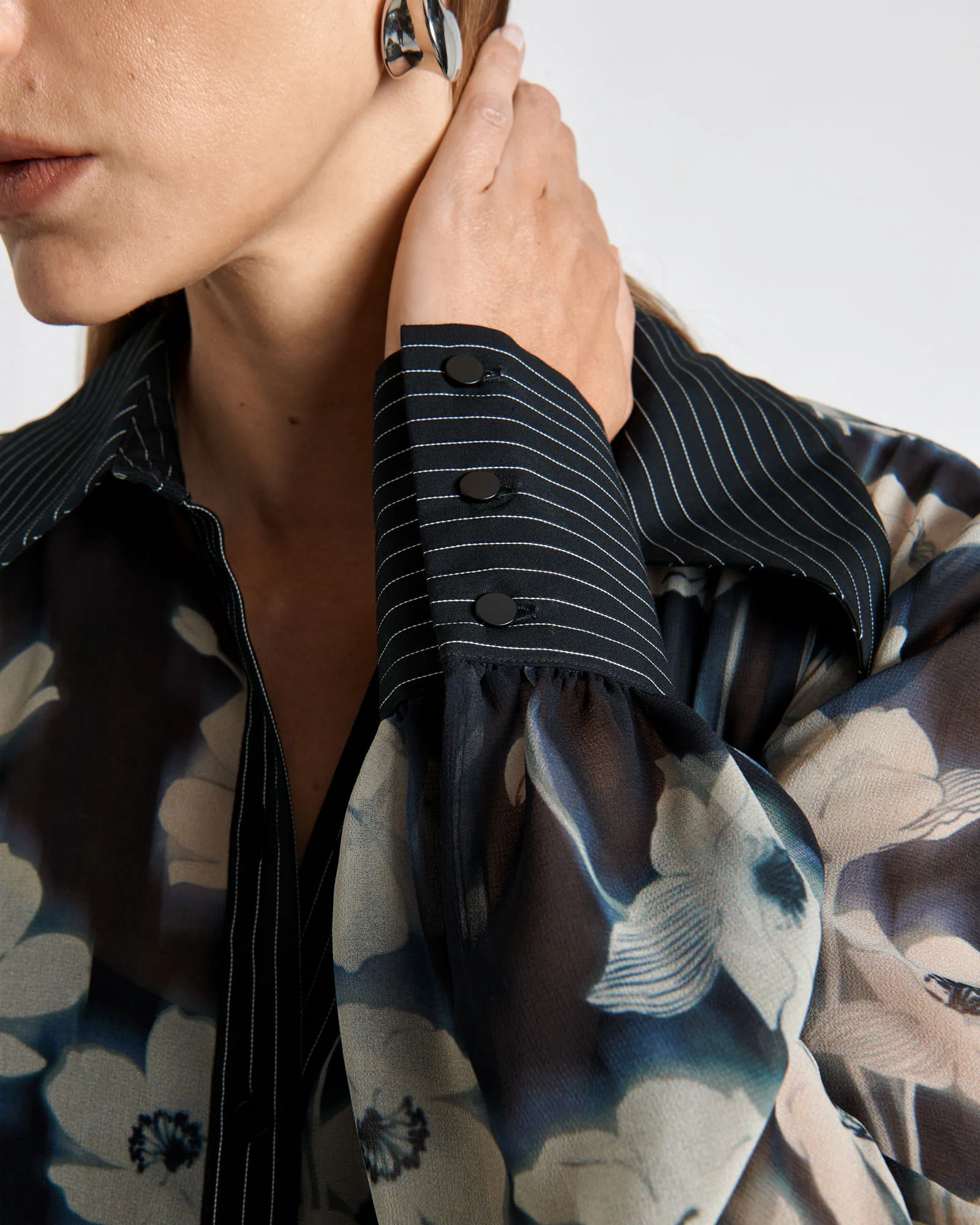 Falling Floral Pleated Shift Dress