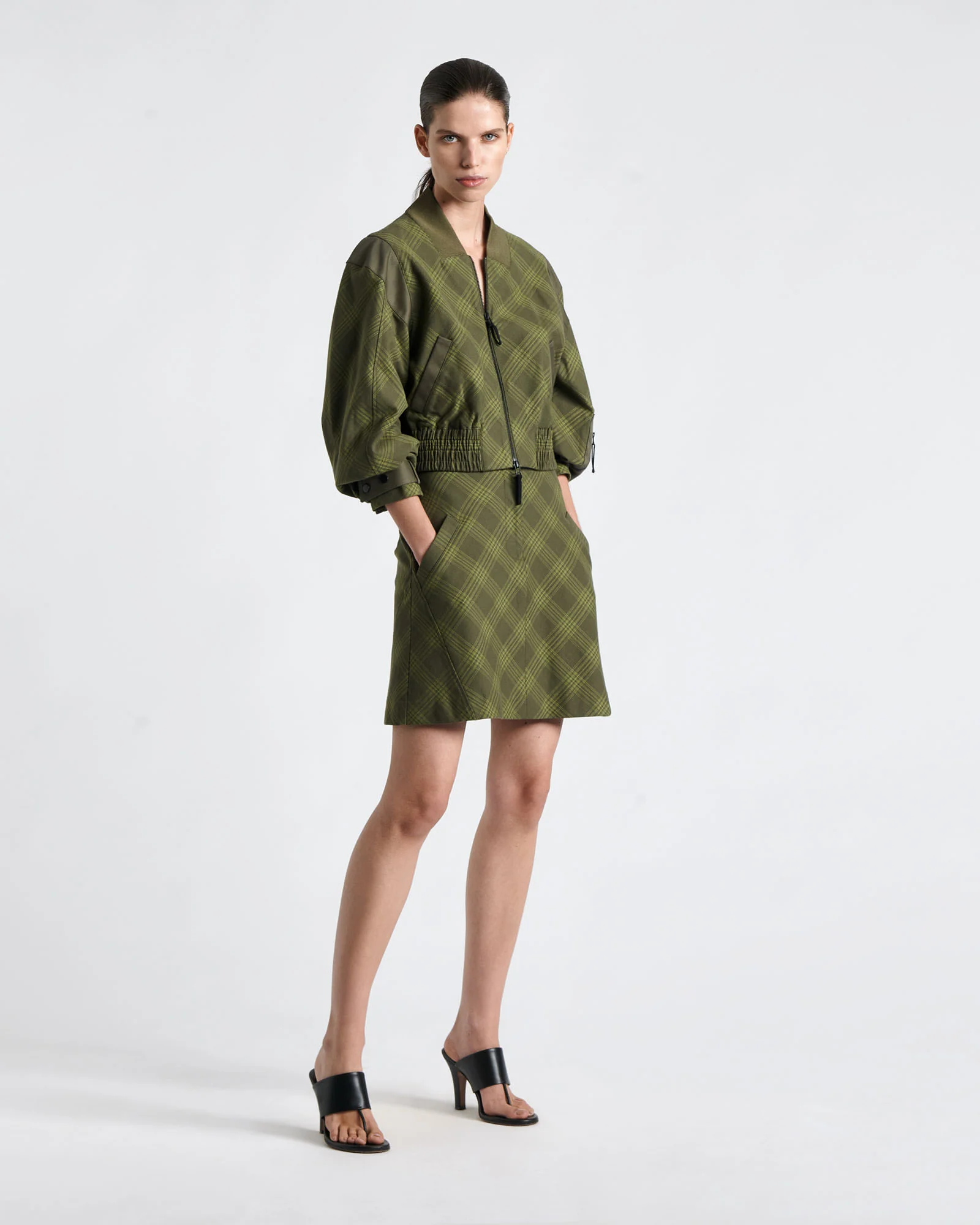 European Cotton Check Mini Skirt