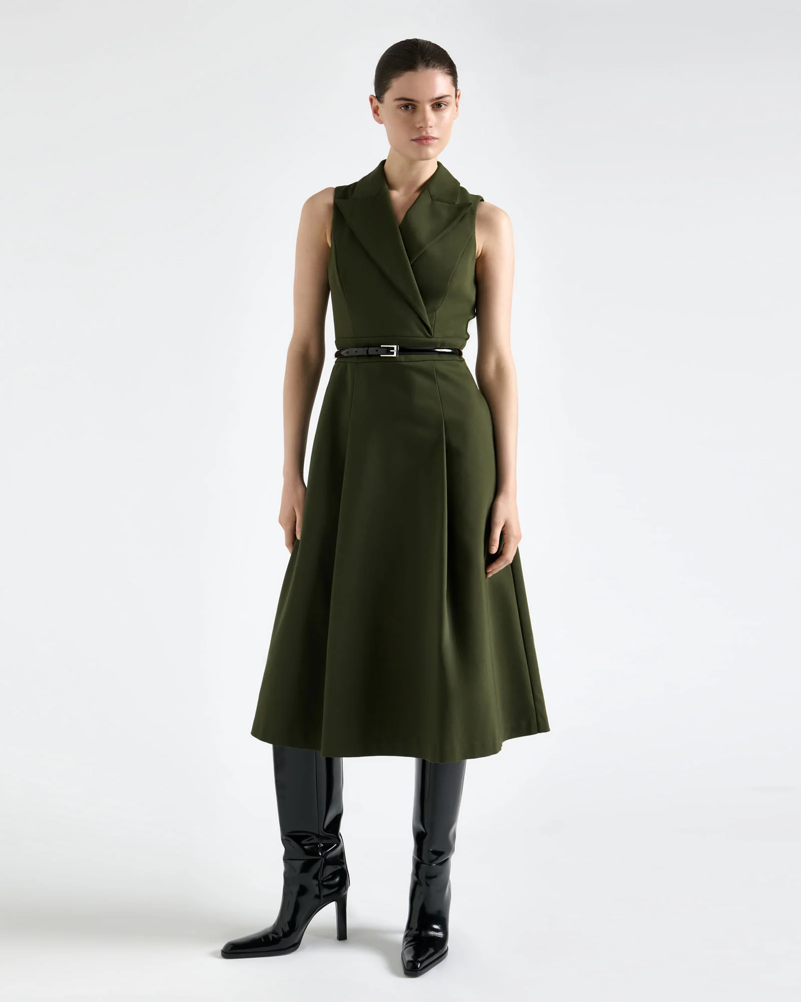 Cotton Nylon Blazer Midi Dress