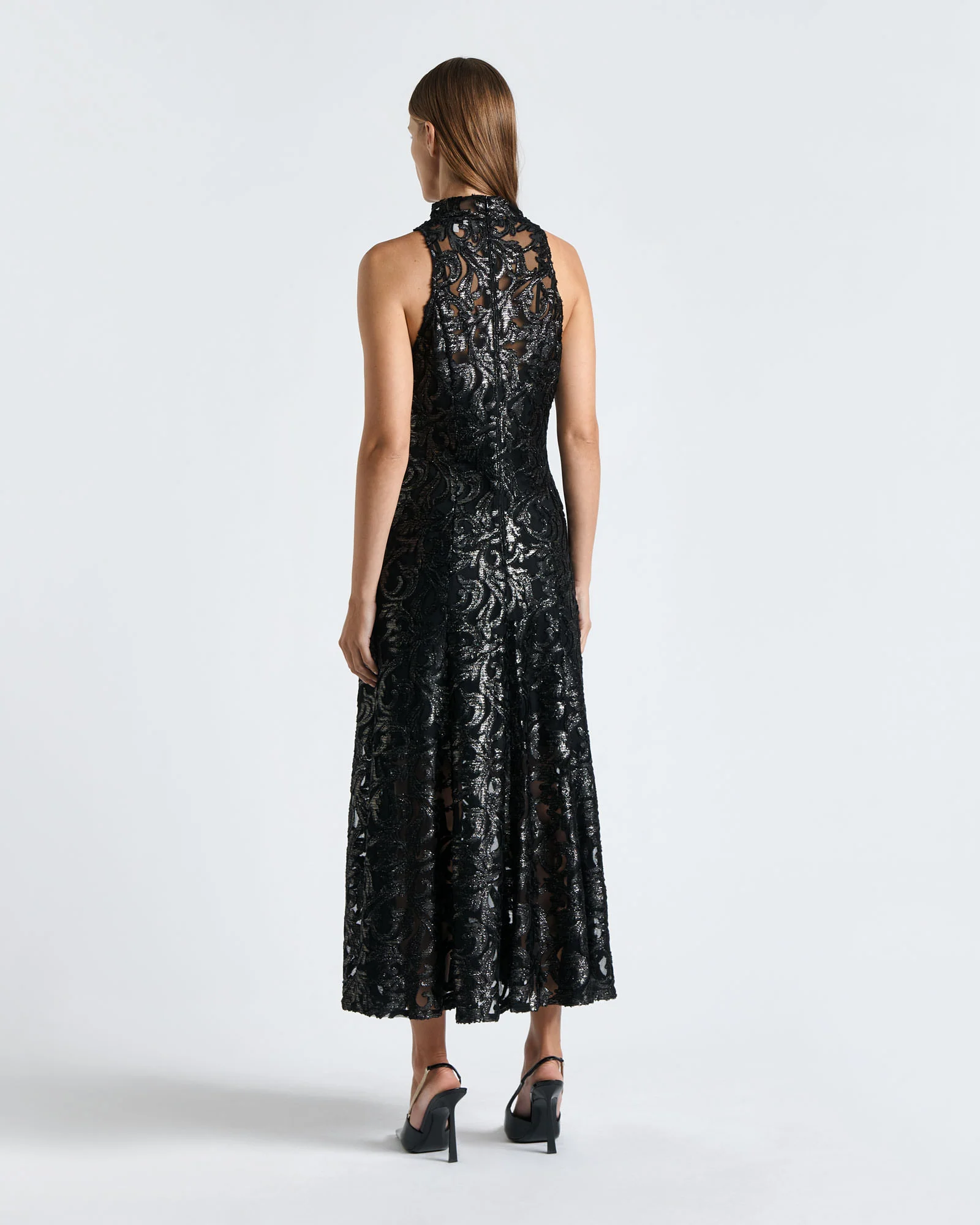 Tapestry Lurex Racer Midi Dress