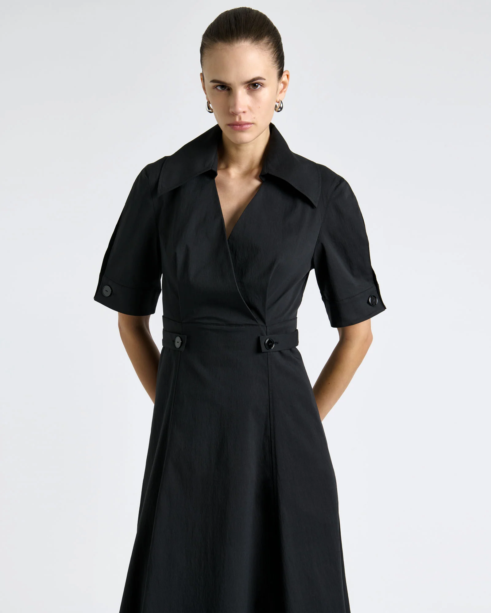 Good Earth Cotton Button Detail Midi Dress